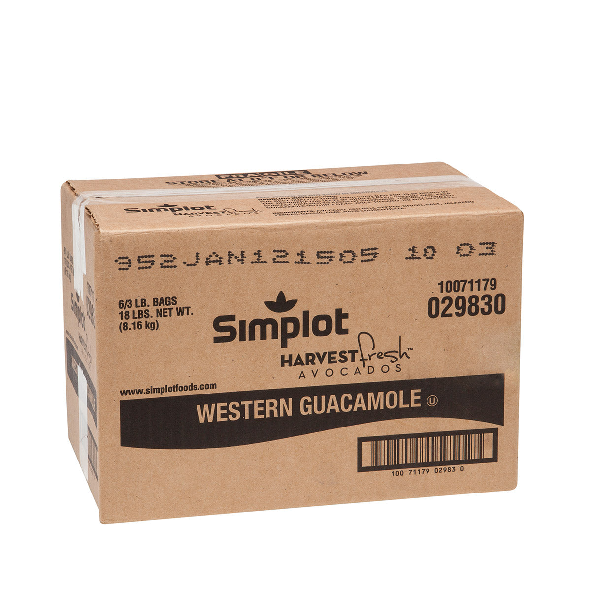 Simplot Harvest Fresh Avocados Western Guacamole Frozen 3 Pound Each - 6 Per Case.