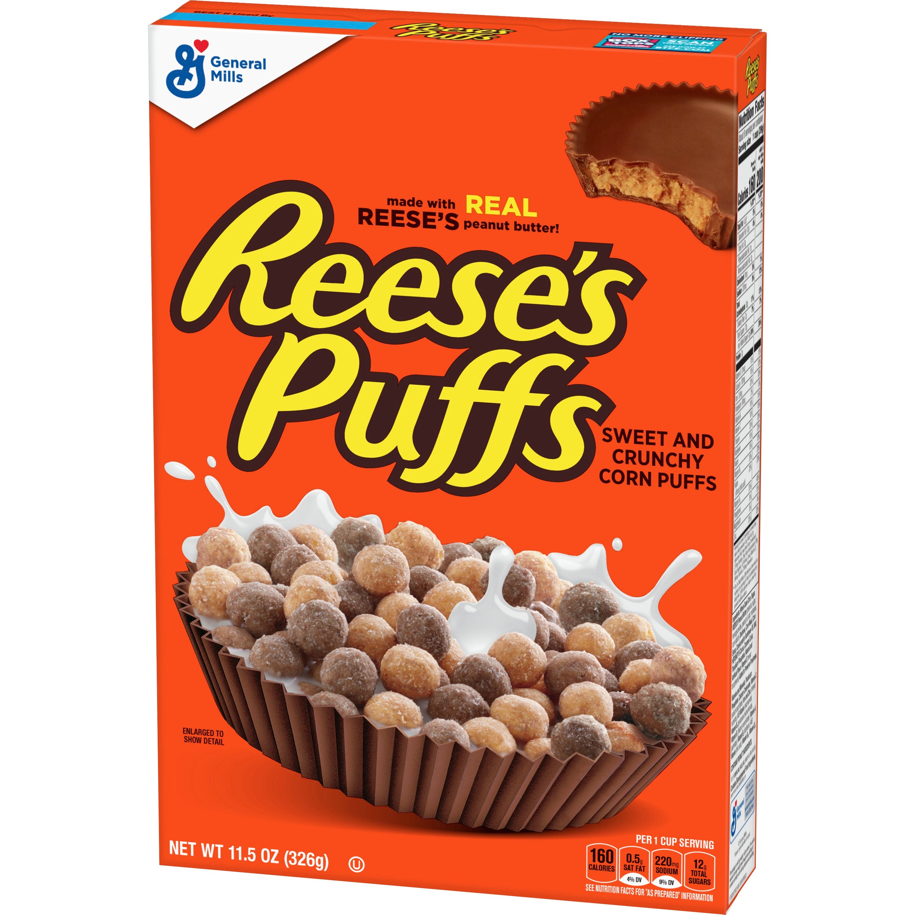 Reese's Peanut Butter Puffs® Cereal 11.5 Ounce Size - 12 Per Case.