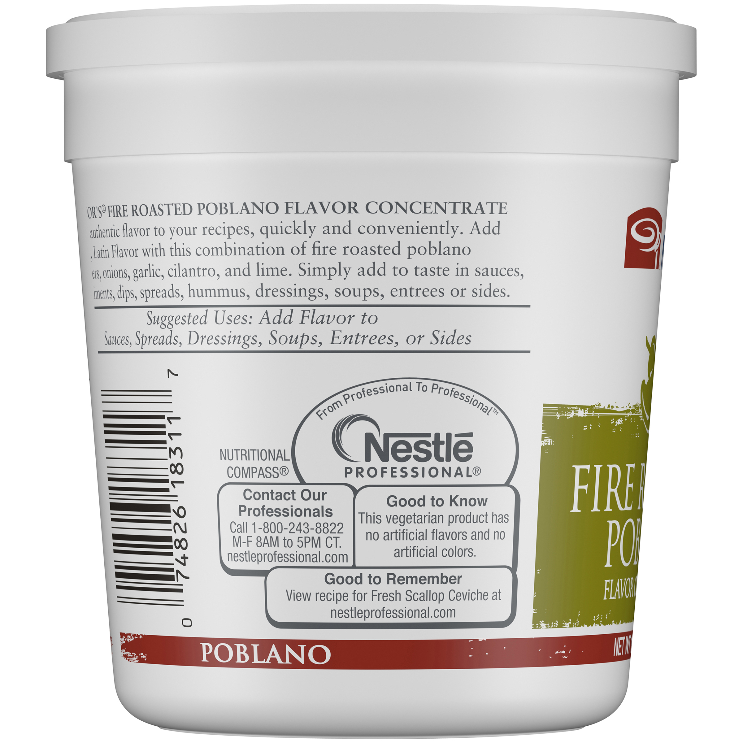 Minor's Fire Roasted Poblano Flavor Concentrate Gluten Free 13.6 Ounce Size - 6 Per Case.