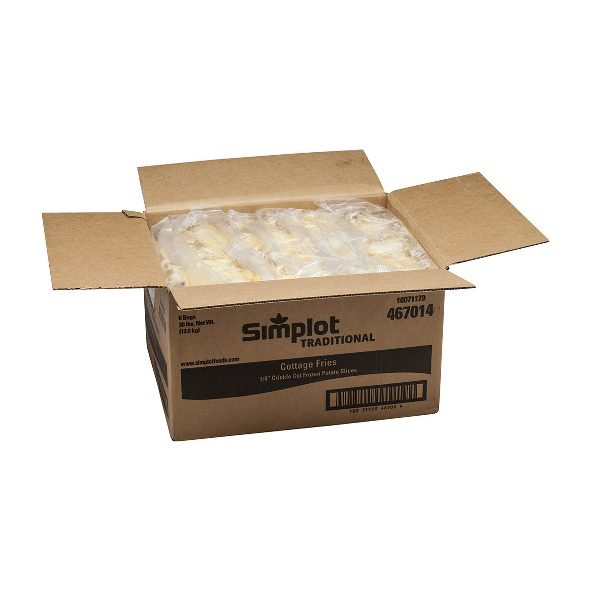 Simplot Traditional 4" Cottage Crinkle Cutslices Skin On 5 Pound Each - 6 Per Case.