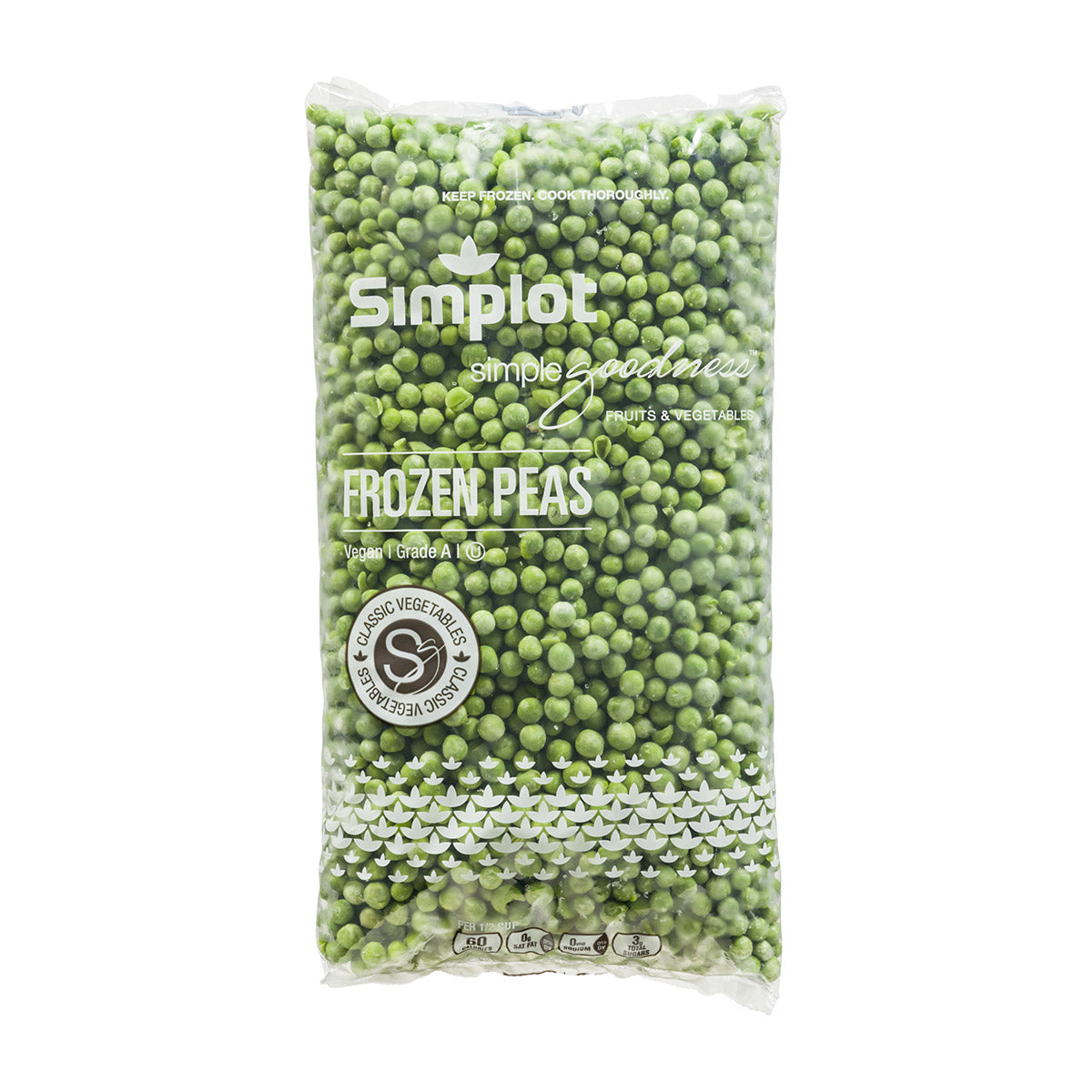 Simplot Simple Goodness Classic Vegetables Rte Peas 2.5 Pound Each - 12 Per Case.