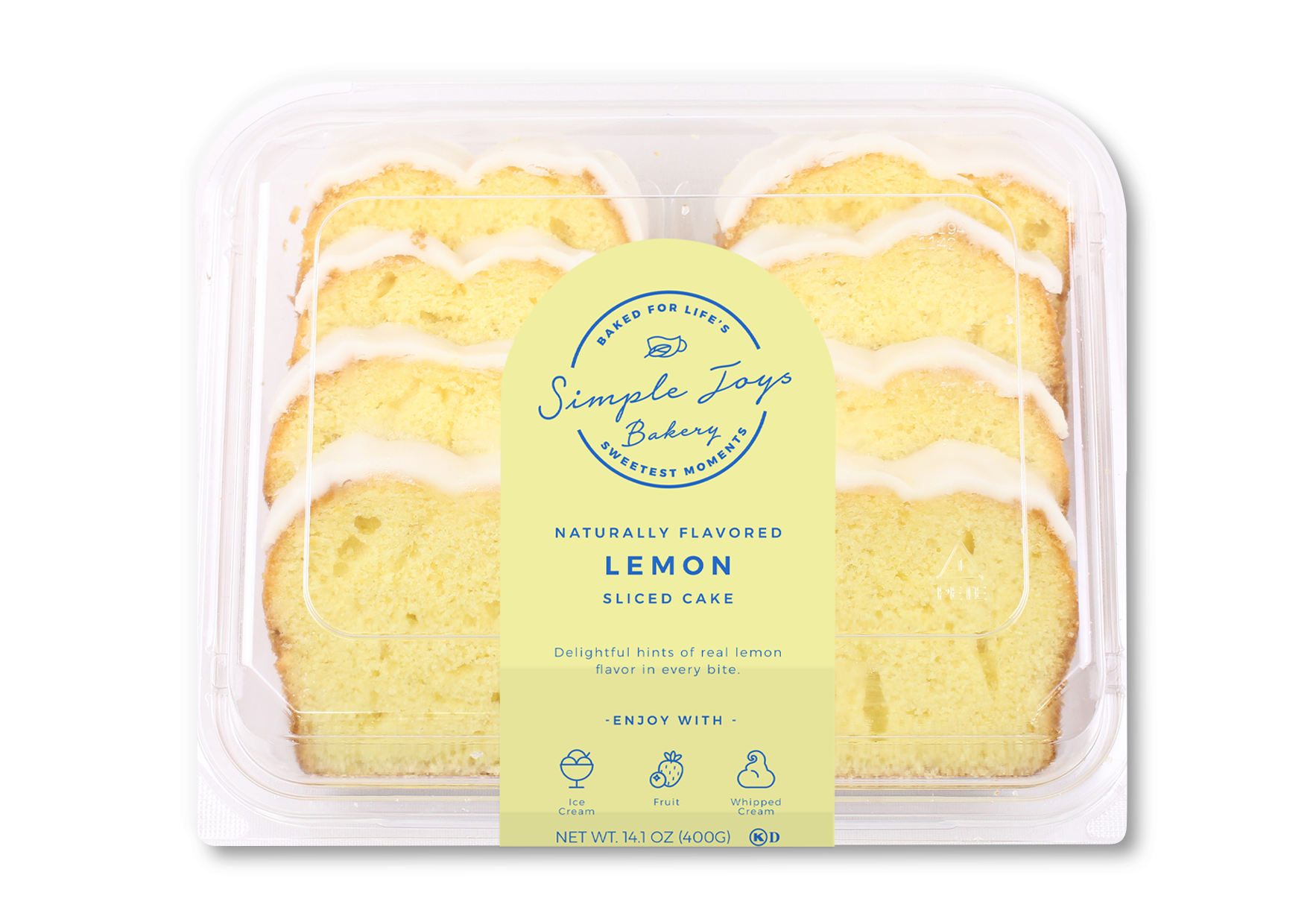 Simple Joys Bakery Iced Lemon Sliced Cake 14 Ounce Size - 10 Per Case.