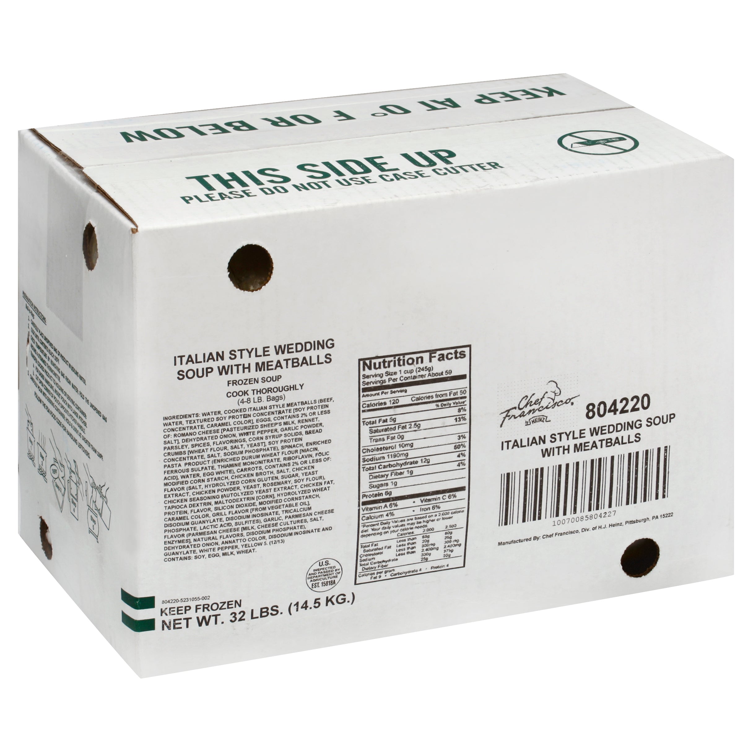 HEINZ CHEF FRANCISCO Italian Style Wedding Soup 8 lb. Bag 4 Per Case