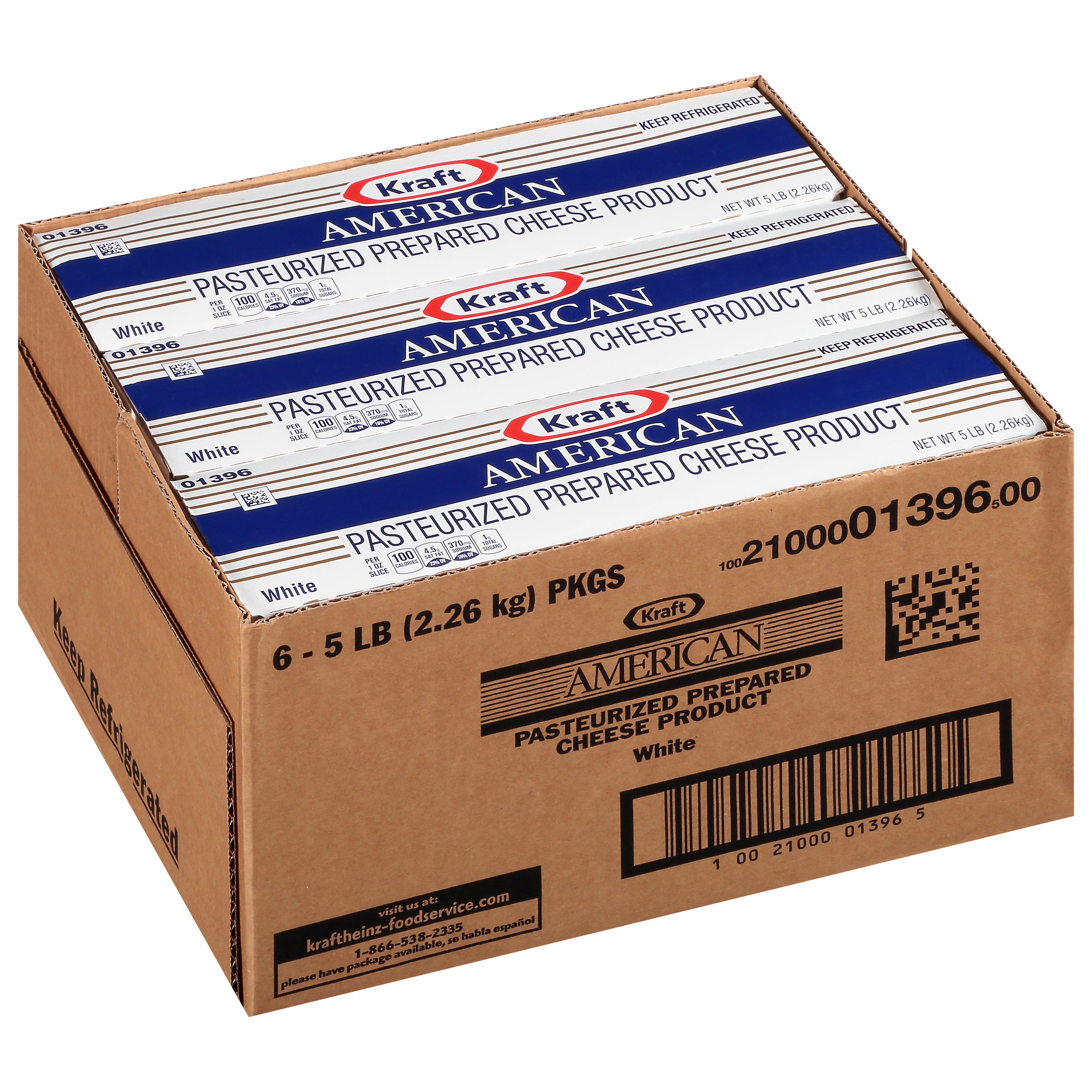 KRAFT American White Cheese 5 lb. Loaf 4 Per Case