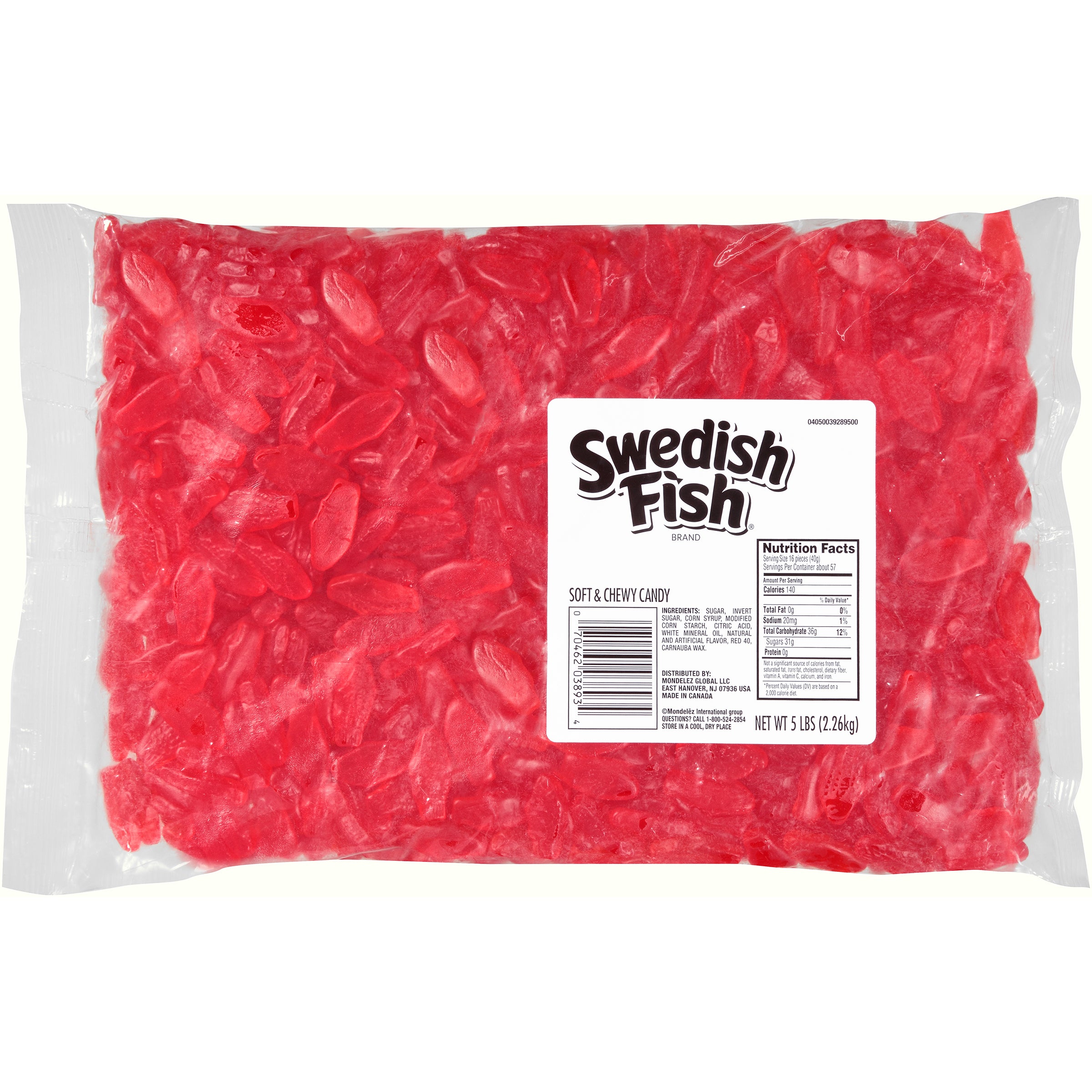 Swedish Fish Soft Candy Mini Bulk Fat Free Berry 5 Pound Each - 6 Per Case.
