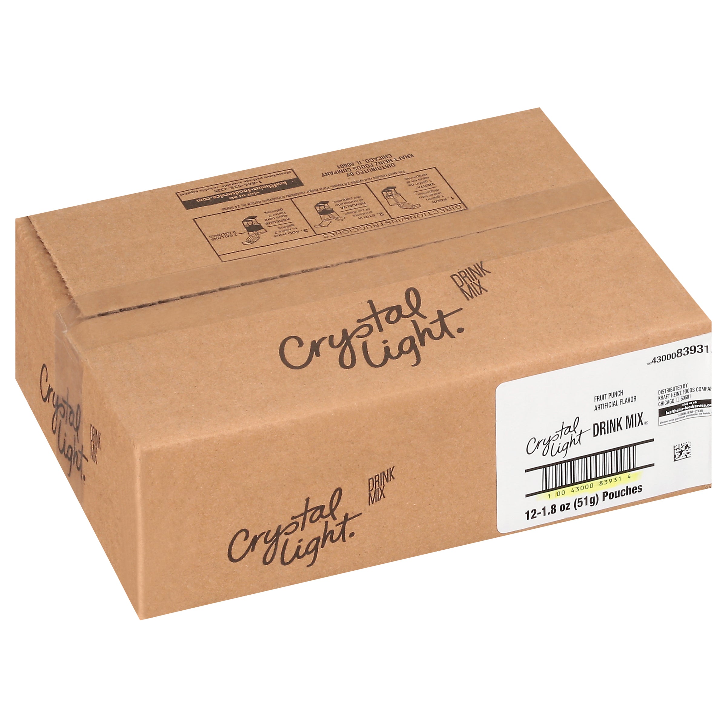 CRYSTAL LIGHT Single Serve Sugar-Free Fruit Punch Powdered Mix 1.8 Ounce Packet 12