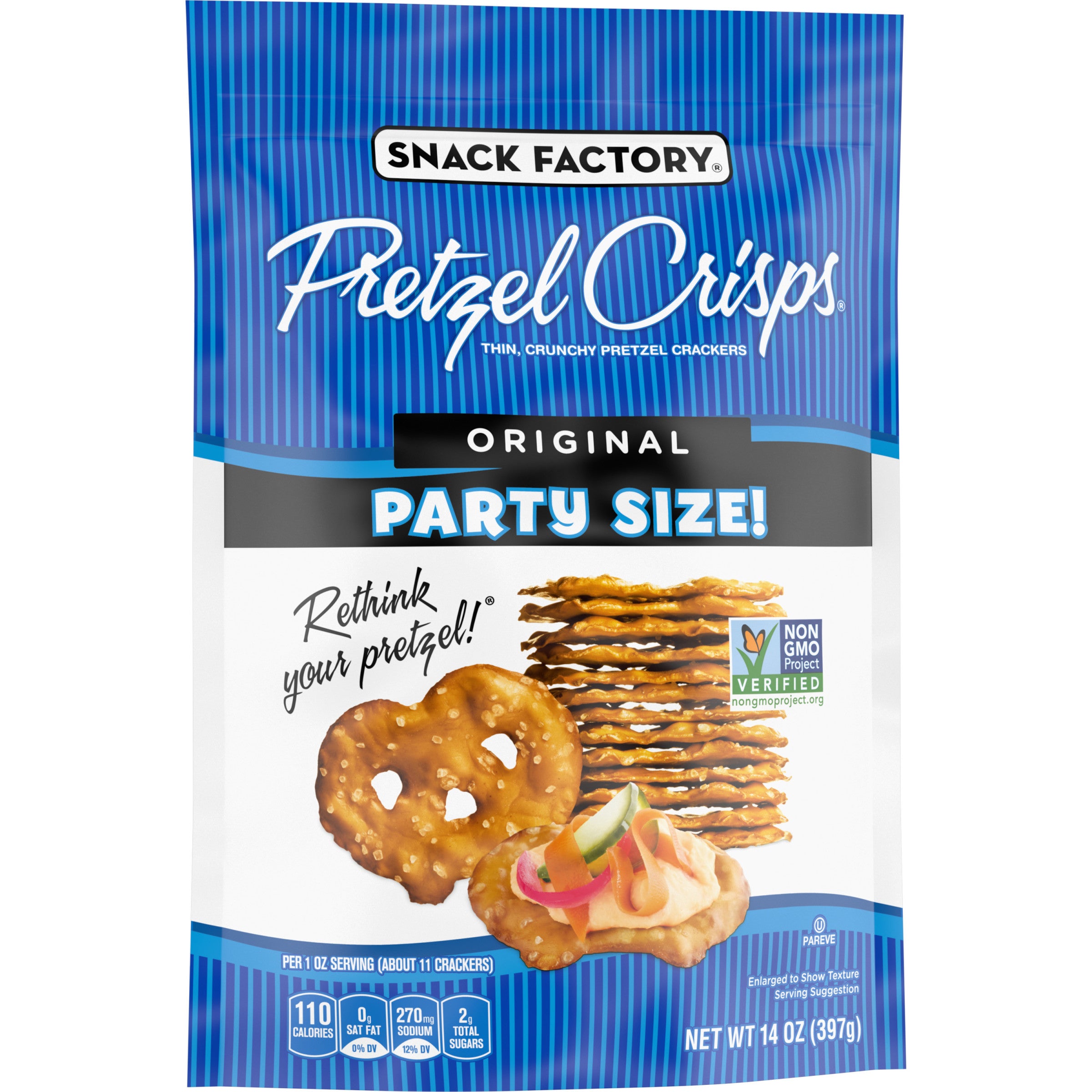 Pretzel Crisps Original 14 Ounce Size - 12 Per Case.