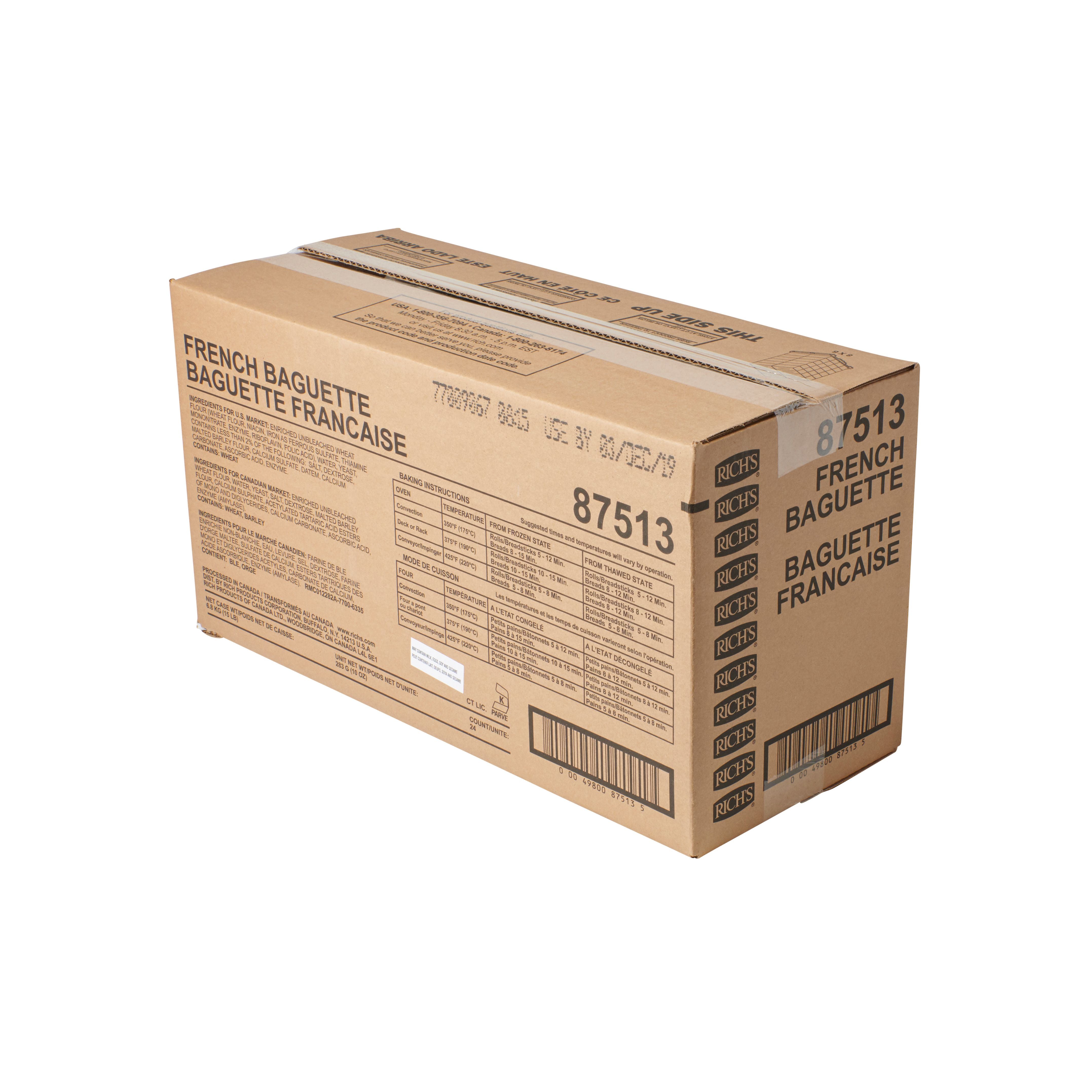 Bread French Baguette 10 Ounce Size - 24 Per Case.