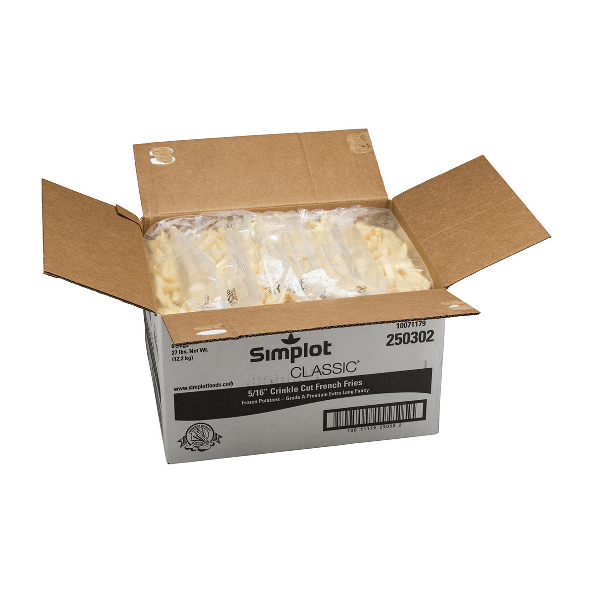 Simplot Classic Fries 6" Premium Crinkle Cut Fries 4.5 Pound Each - 6 Per Case.