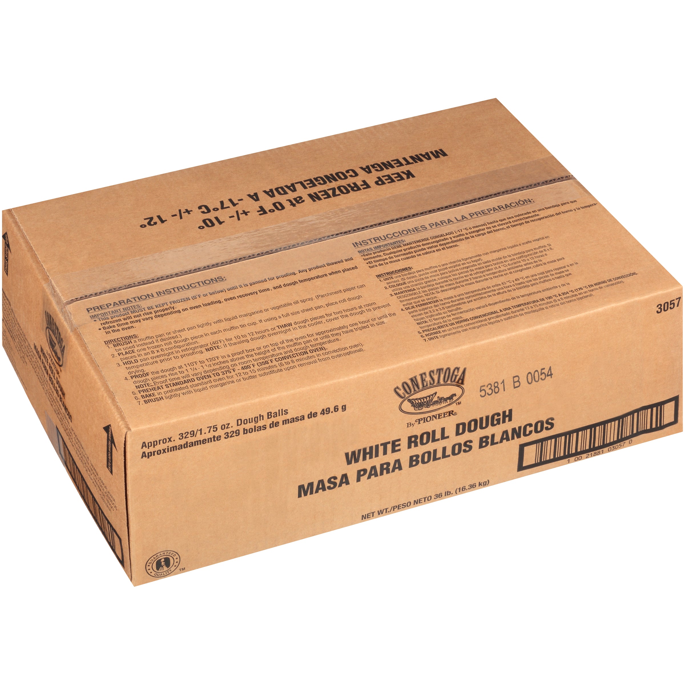 Conestoga White Roll Dough 1.75 Ounce Size - 329 Per Case.