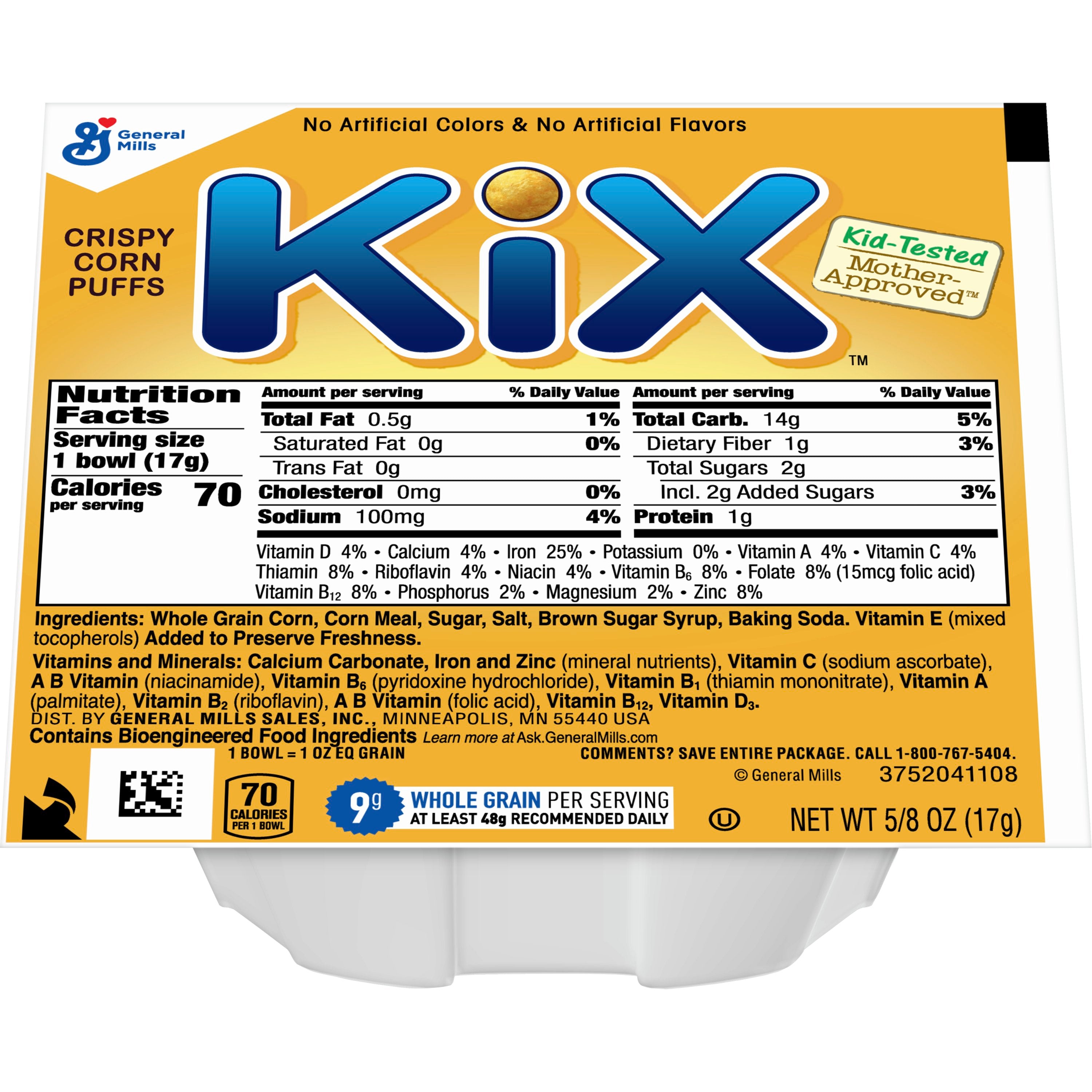 Kix™ Cereal Single Serve Bowlpak 0.63 Ounce Size - 96 Per Case.