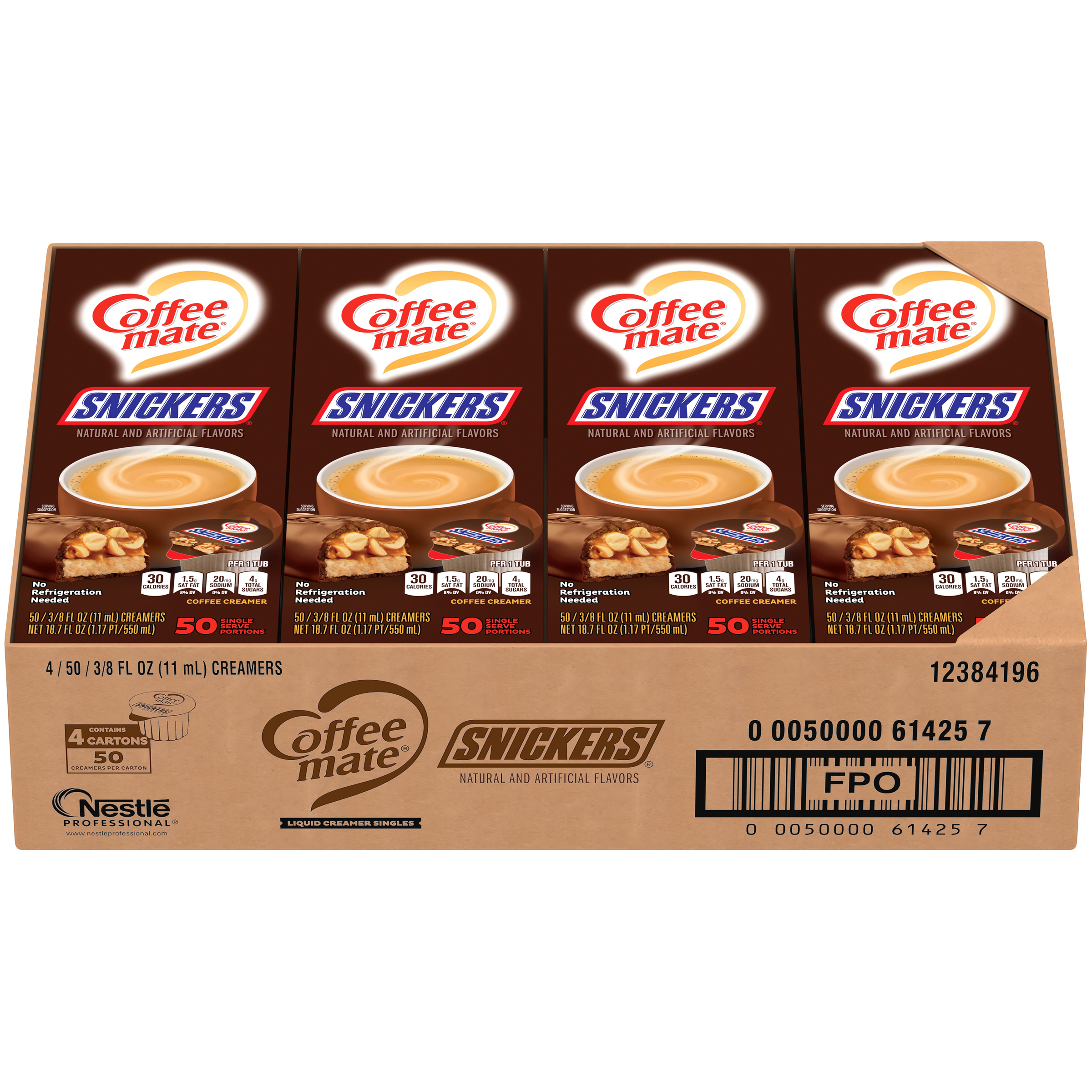 Nestle Coffee Mate Coffee Creamer Snickers Liquid Creamer Singles Coun 18.7 Fluid Ounce - 4 Per Case.