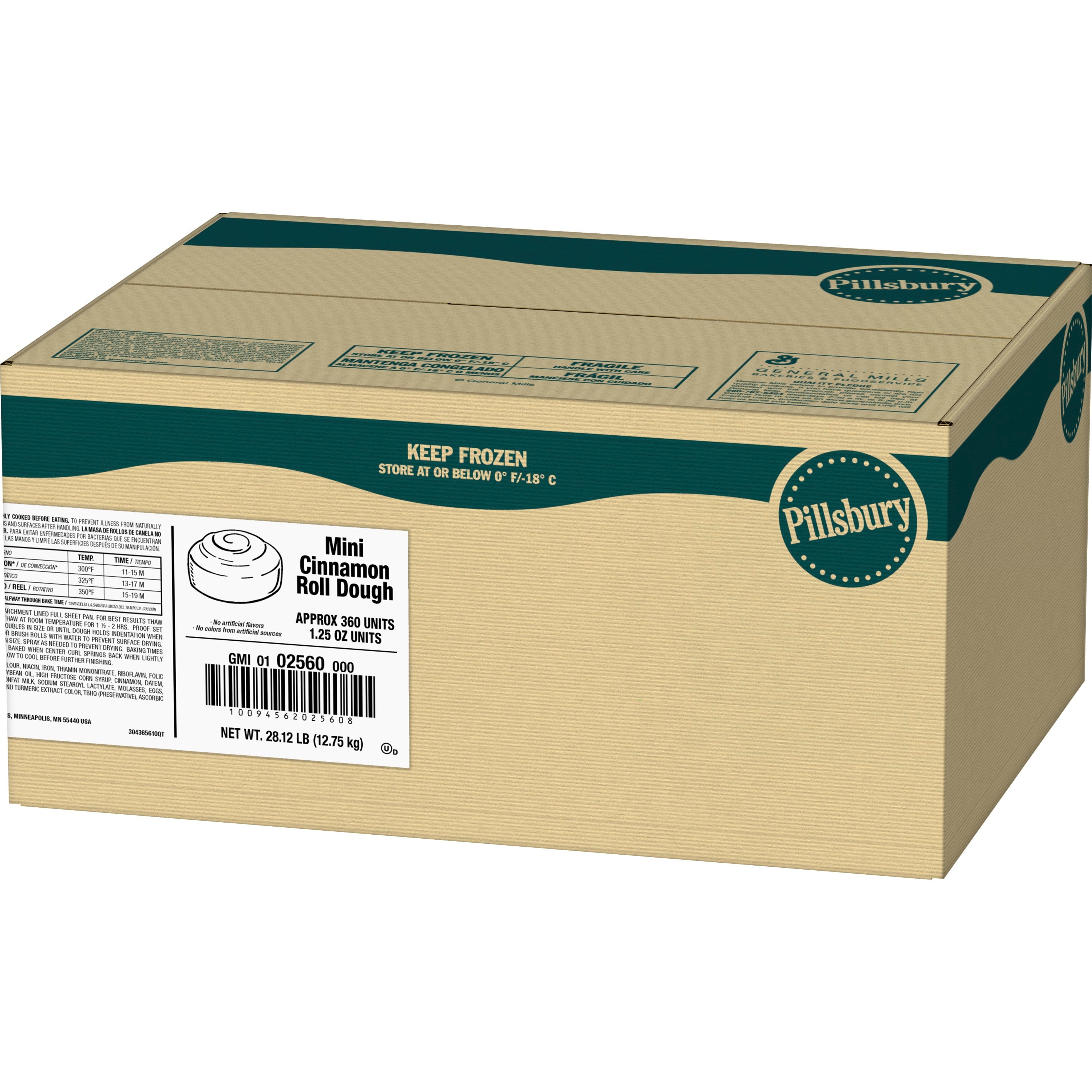 Pillsbury™ Best™ Frozen Cinnamon Roll Dough 28.12 Pound Each - 1 Per Case.