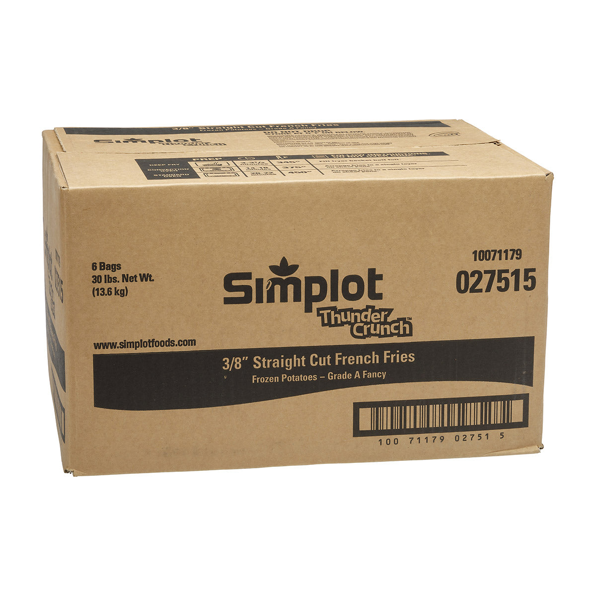 Simplot Thunder Crunch 8" Battered Straightcut Fries 5 Pound Each - 6 Per Case.