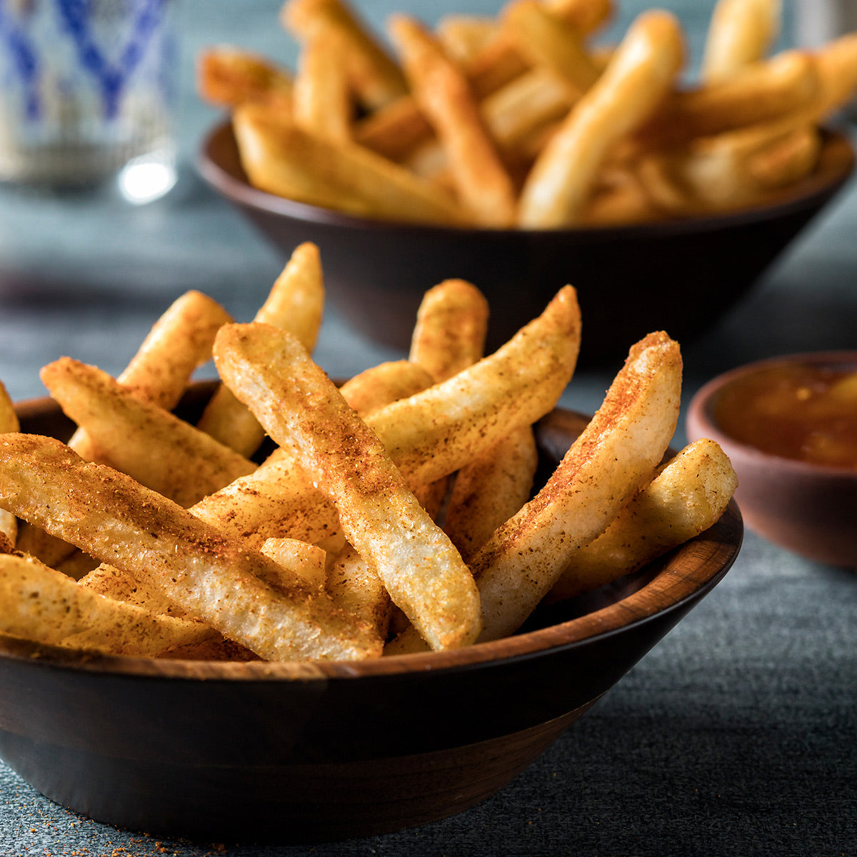 Simplot Select Recipe 8" Sea Salt Straightcut Fries Skin On 5 Pound Each - 6 Per Case.
