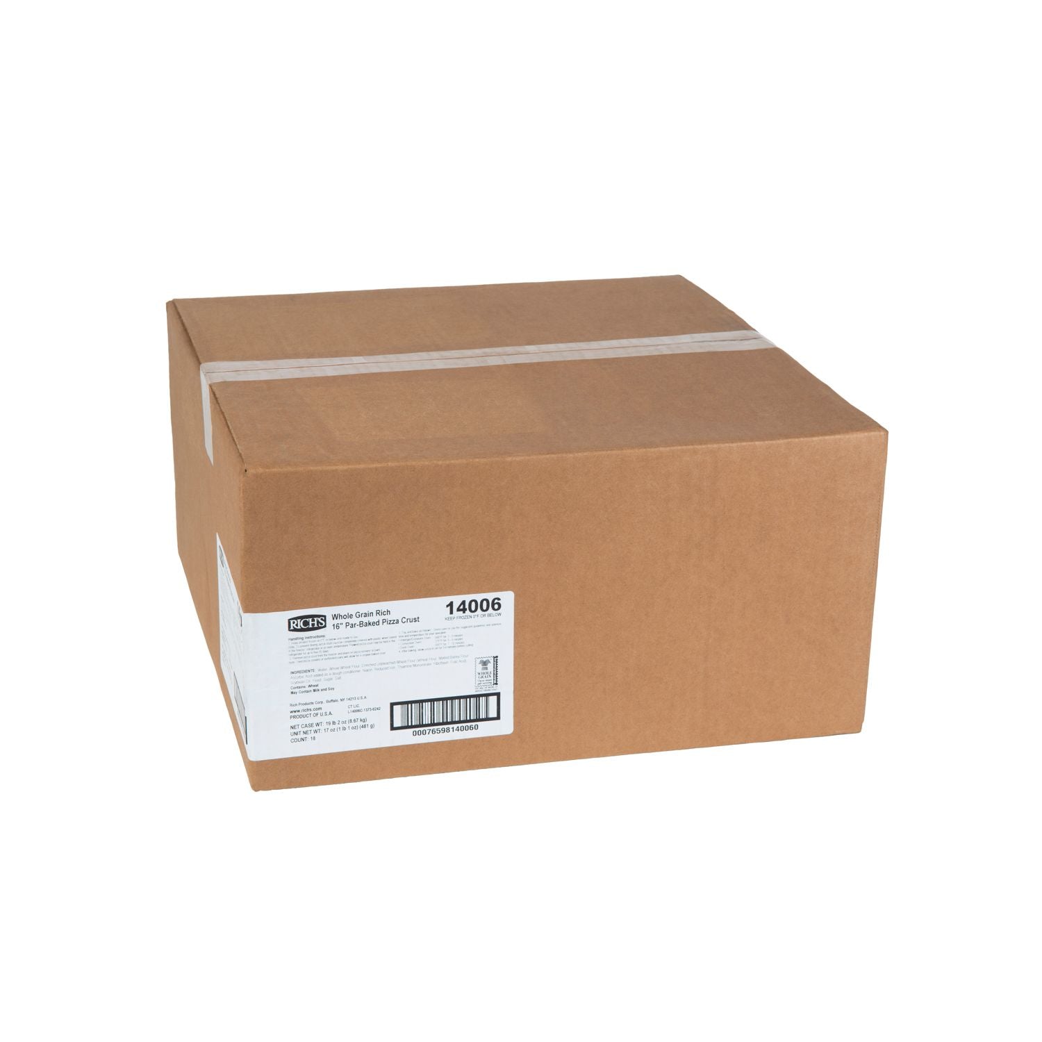 6" Whole Grain Pre Baked Pizza Crust 17 Ounce Size - 18 Per Case.