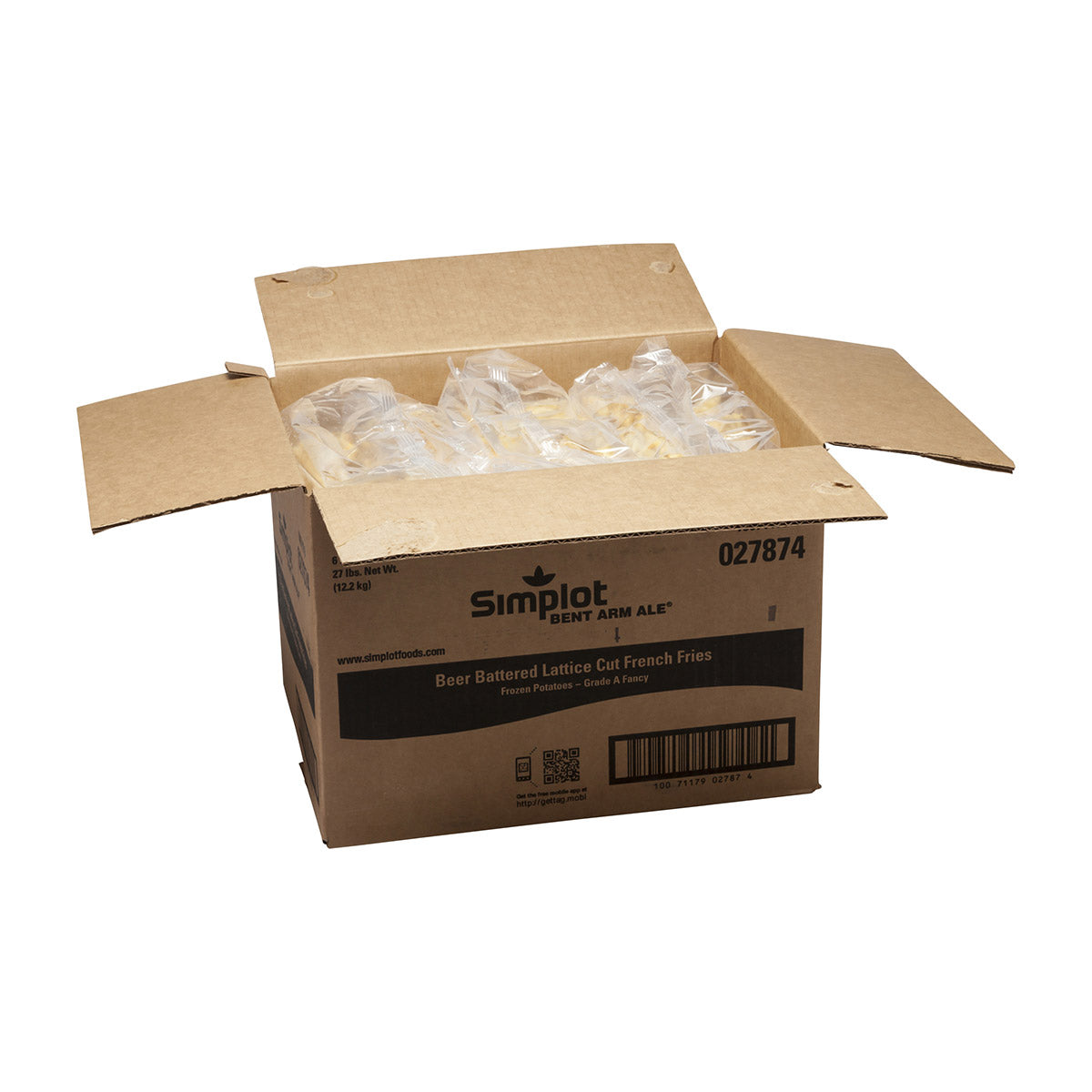 Simplot Bent Arm Ale Beer Battered Lattice Cut Fries Skin On 4.5 Pound Each - 6 Per Case.