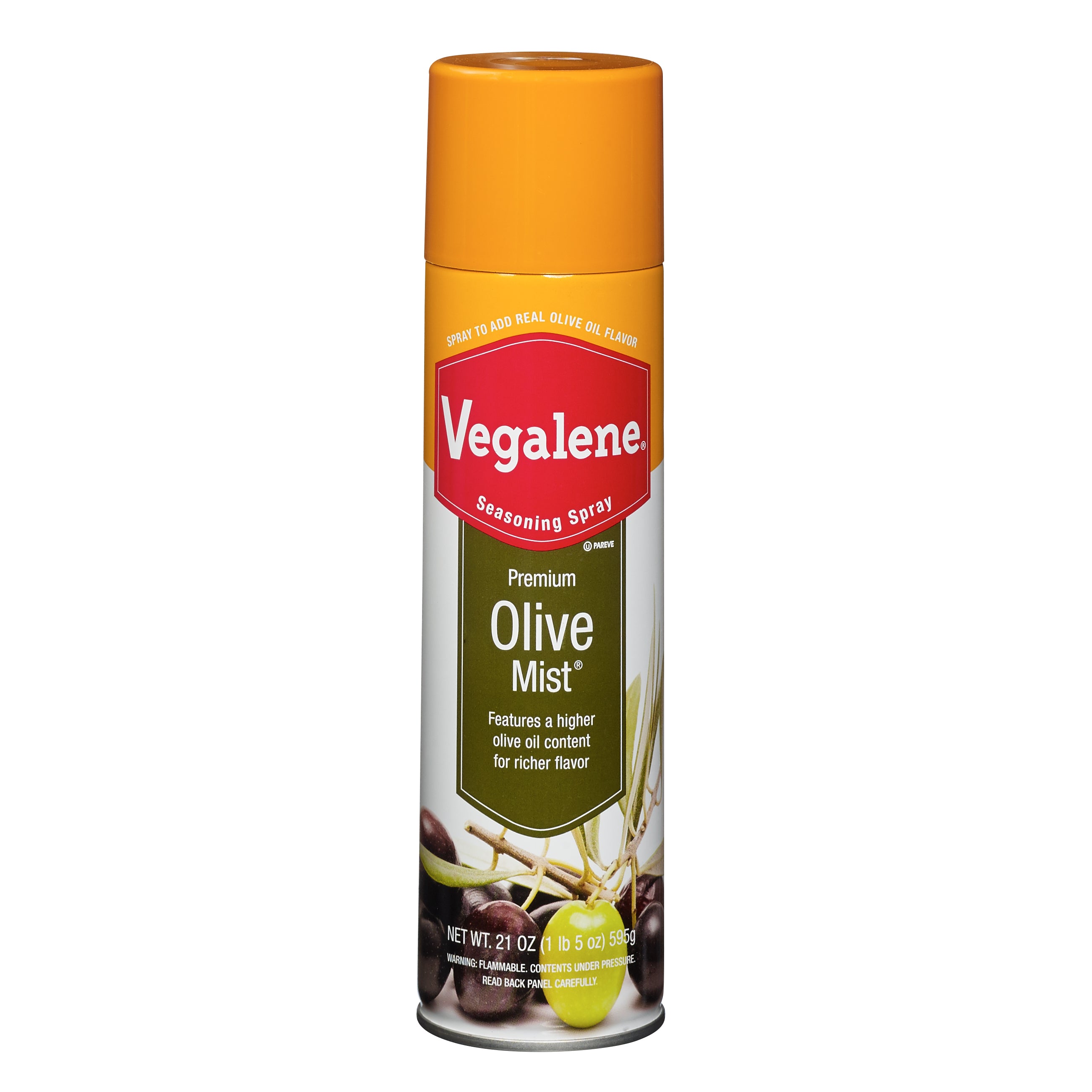 Vegalene Premium Olive Mist Seasoning Spray Aerosol 21 Ounce Size - 6 Per Case.