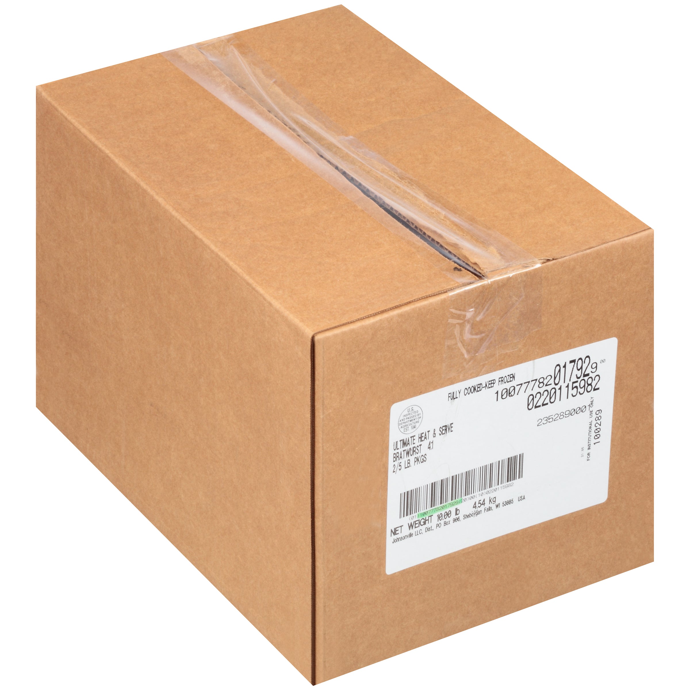 Johnsonville Cooked Bratwurst Pork Sausage Links Food Service 5 Pound Each - 2 Per Case.