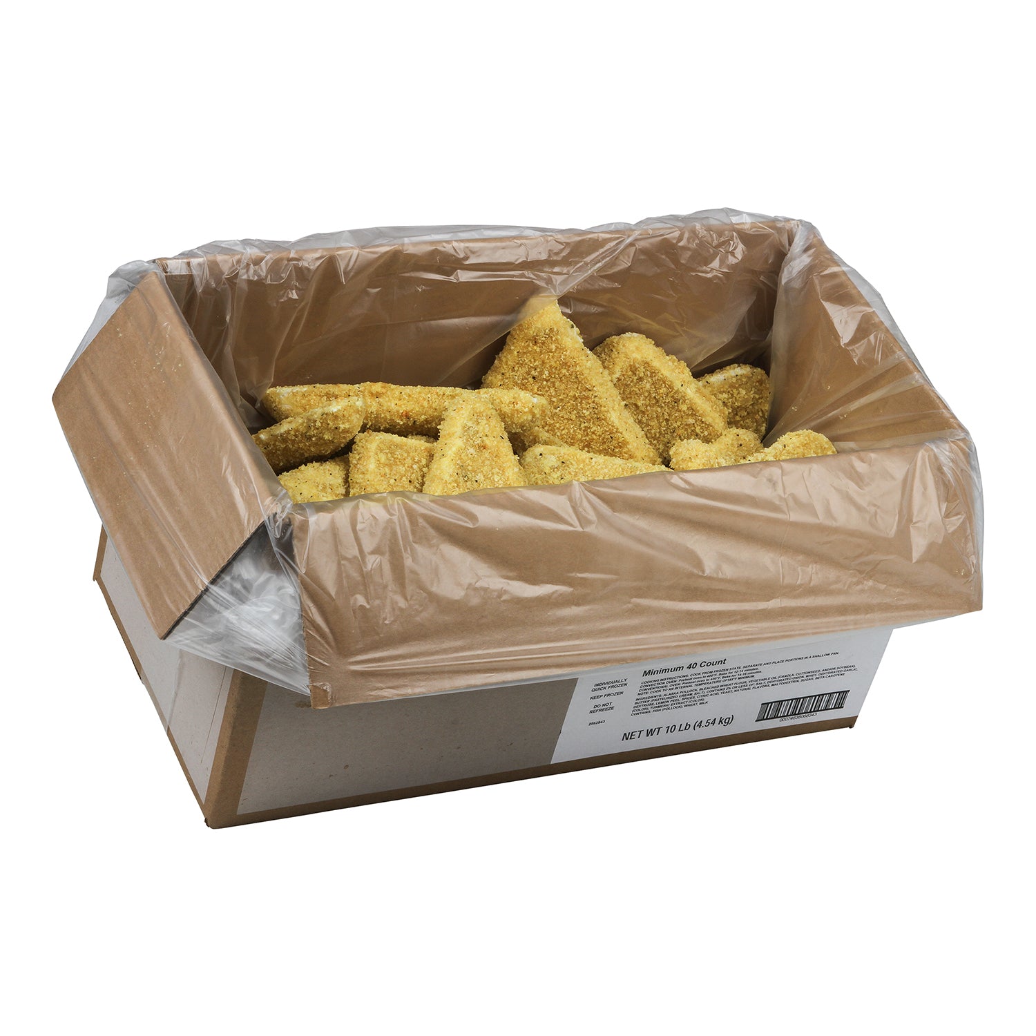 Pier Butter Crumb Lemon Pepper Alaska Pollock Portions 10 Pound Each - 1 Per Case.