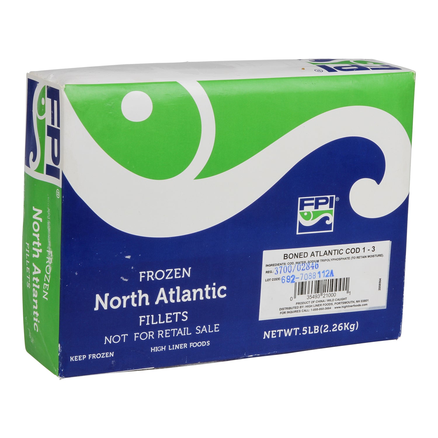 Atlantic Cod Cello (Boned) Not For Retail Sale Msc 5 Pound Each - 10 Per Case.