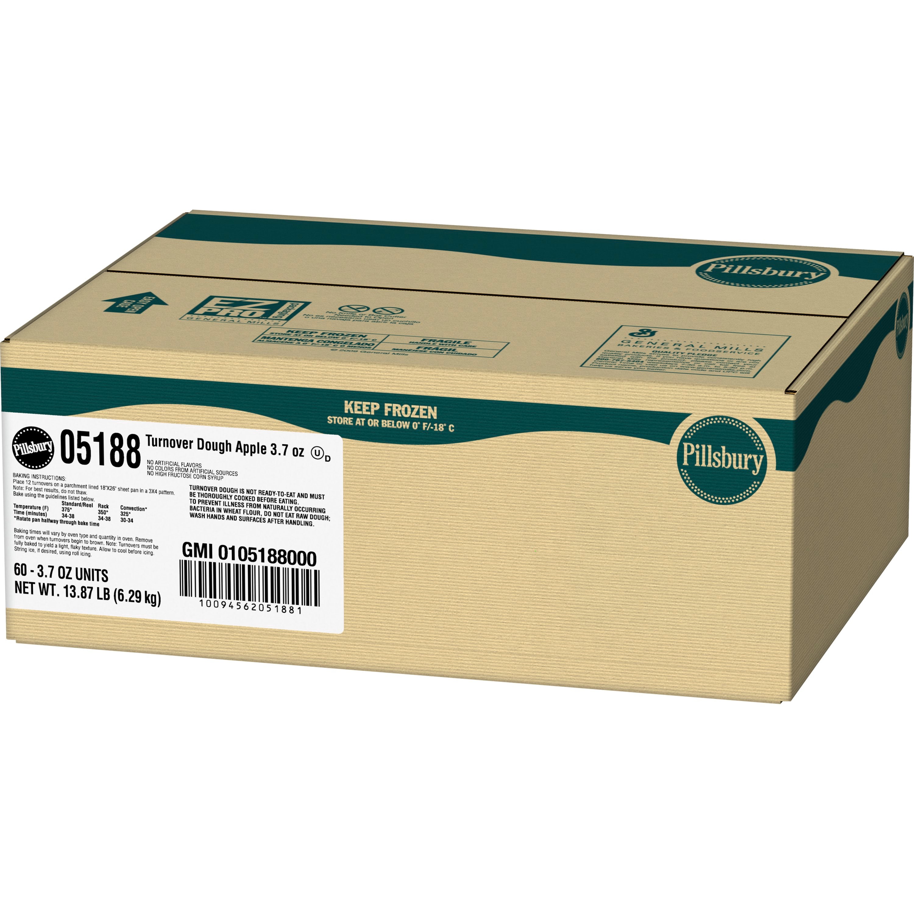Pillsbury™ Frozen Turnover Dough Apple 13.87 Pound Each - 1 Per Case.
