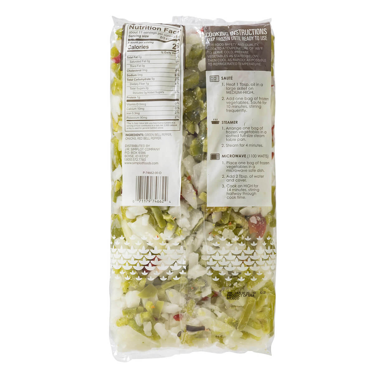 Simplot Simple Goodness Classic Vegetables Pepper And Onion Fajita Blend 2 Pound Each - 12 Per Case.