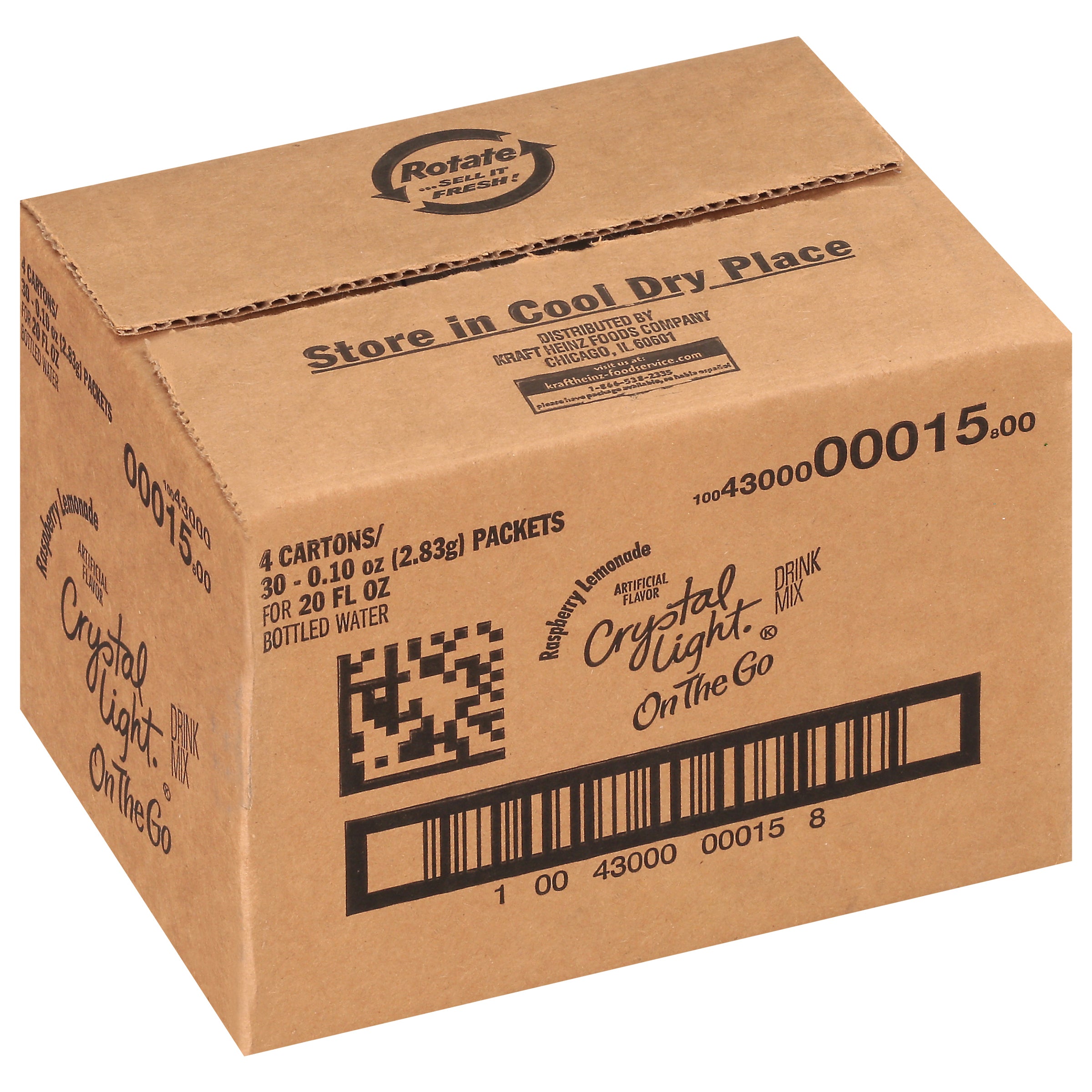 Crystal Light Raspberry Lemonade Drink Mix 120 Casepack 4 Boxes of 30 On-the-Go Packets