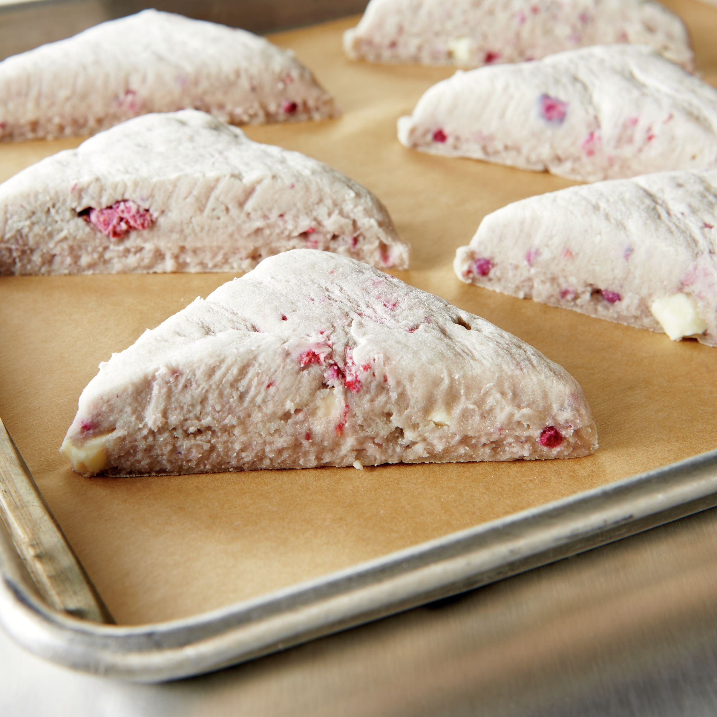 Pillsbury™ Place & Bake™ Frozen Scone Dough White Chunk Raspberry 45 Ounce Size - 8 Per Case.