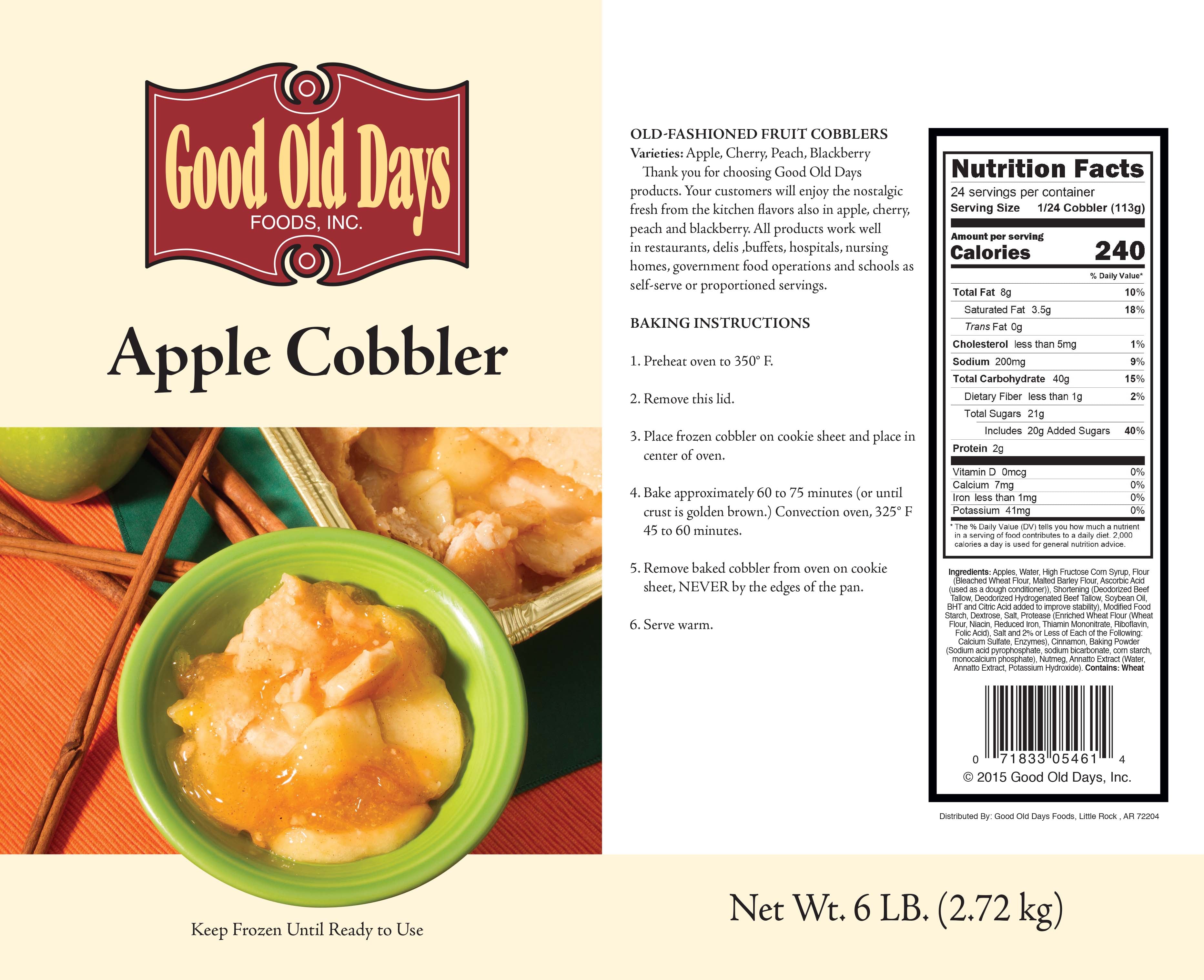 Apple Cobbler 6 Pound Each - 4 Per Case.