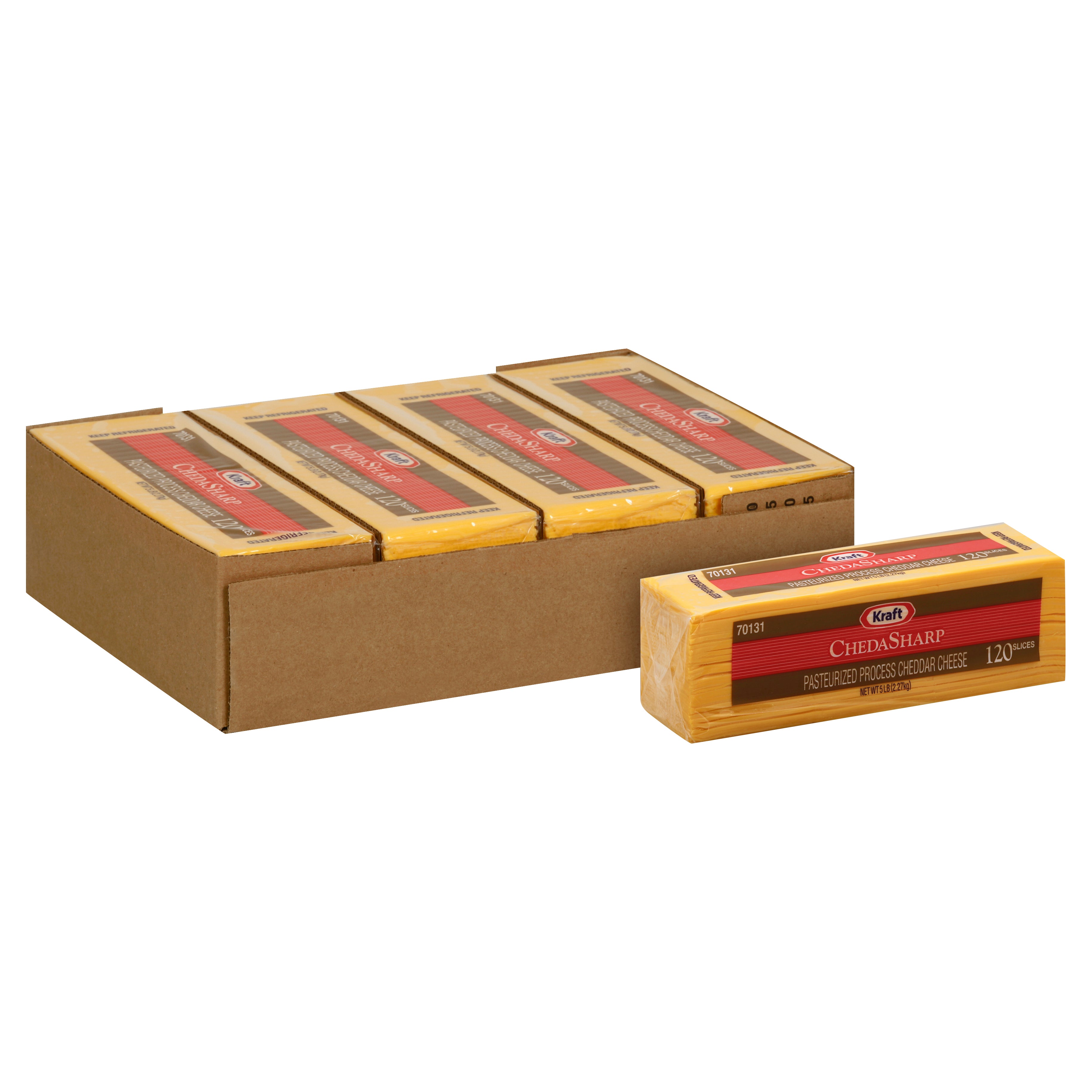 KRAFT ChedaSharp Sliced Cheddar Cheese (120 Slices) 5 lb. 4 Per Case