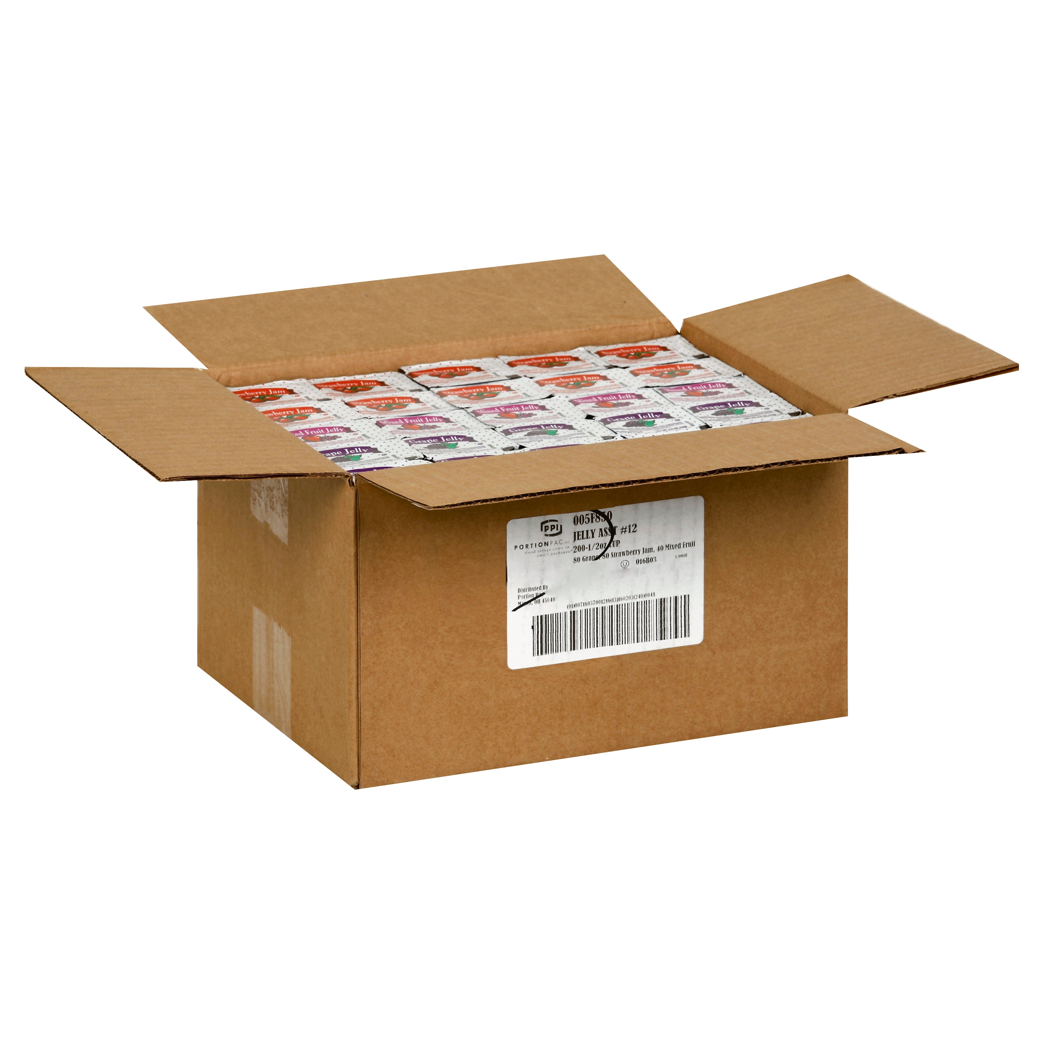 PPI Single Serve Assortment 12 Jelly & Jam 0.5 Ounce Cups 200 Per Case