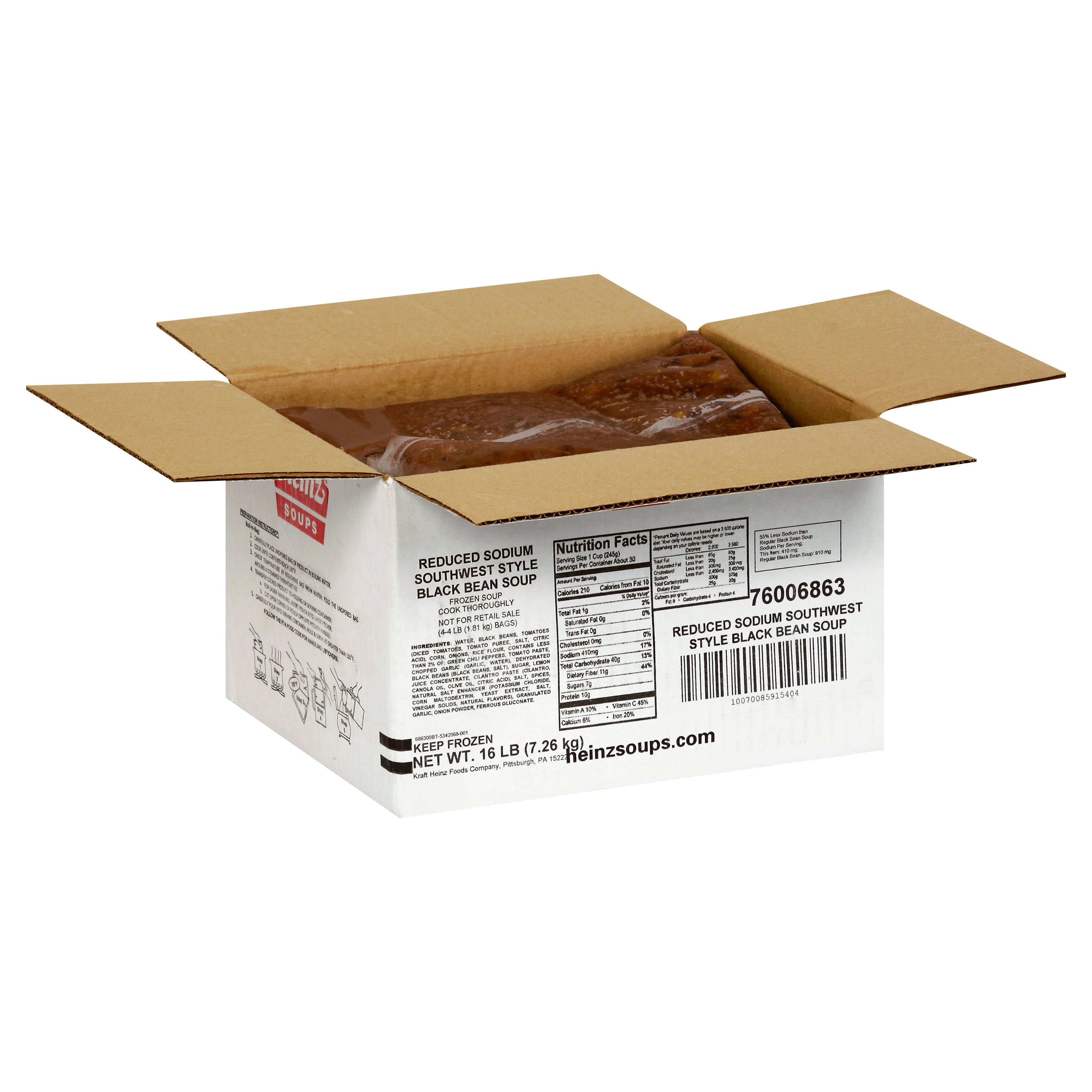 HEINZ Reduced Sodium Black Bean Soup 4 lb. Bag 4 Per Case