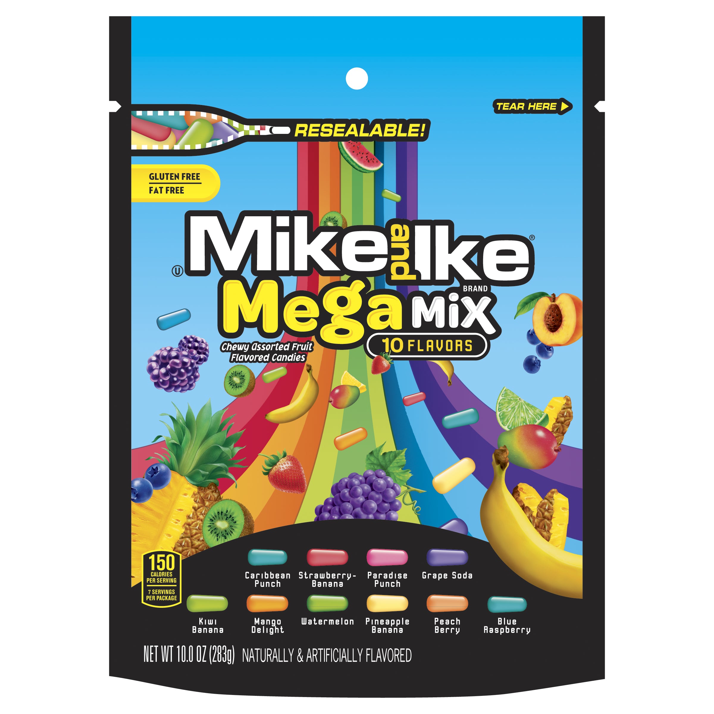 Mike And Ike® Mega Mix Stand Up BagDrc 10 Ounce Size - 8 Per Case.