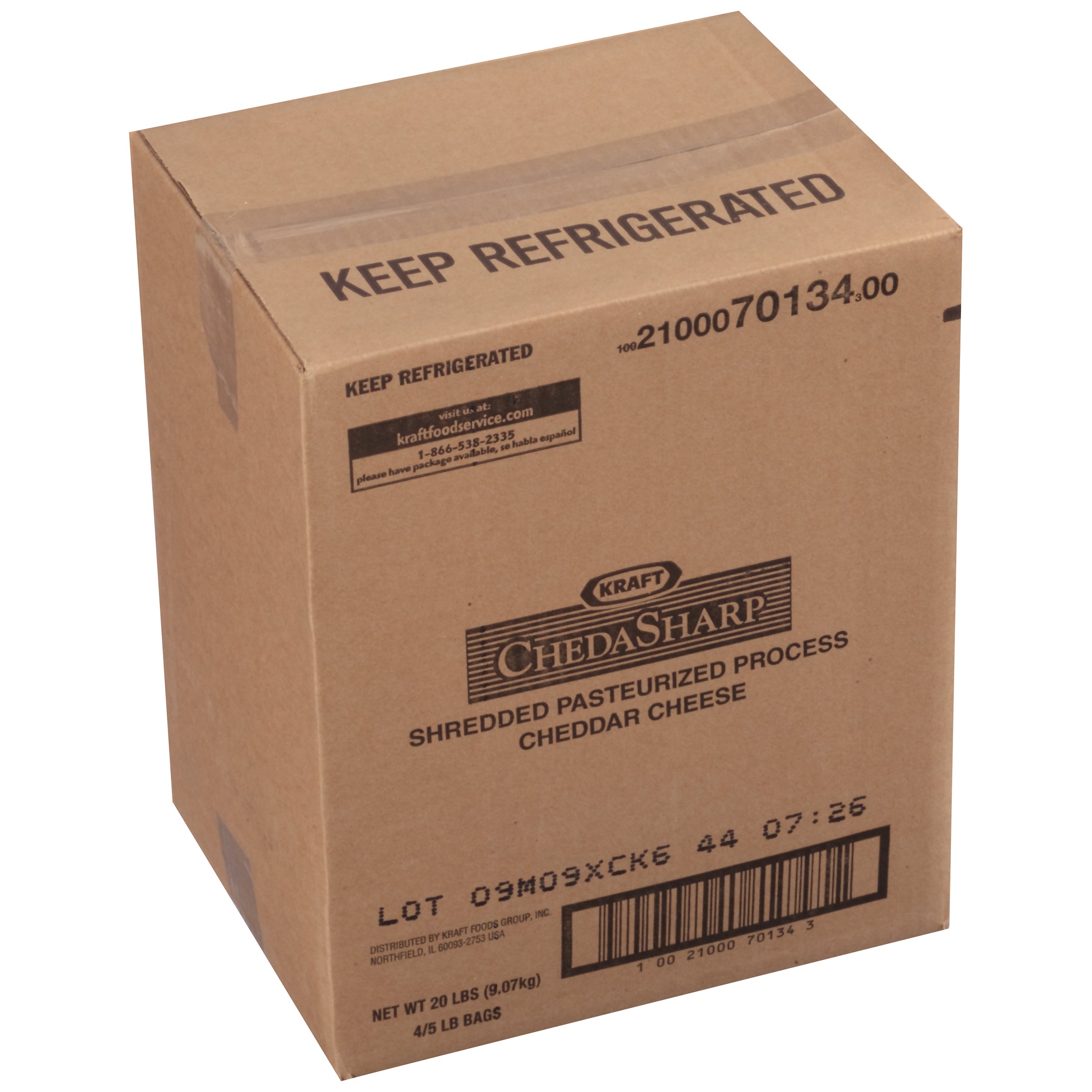 KRAFT ChedaSharp Shredded Cheddar Cheese 5 lb. Pouch 4 Per Case