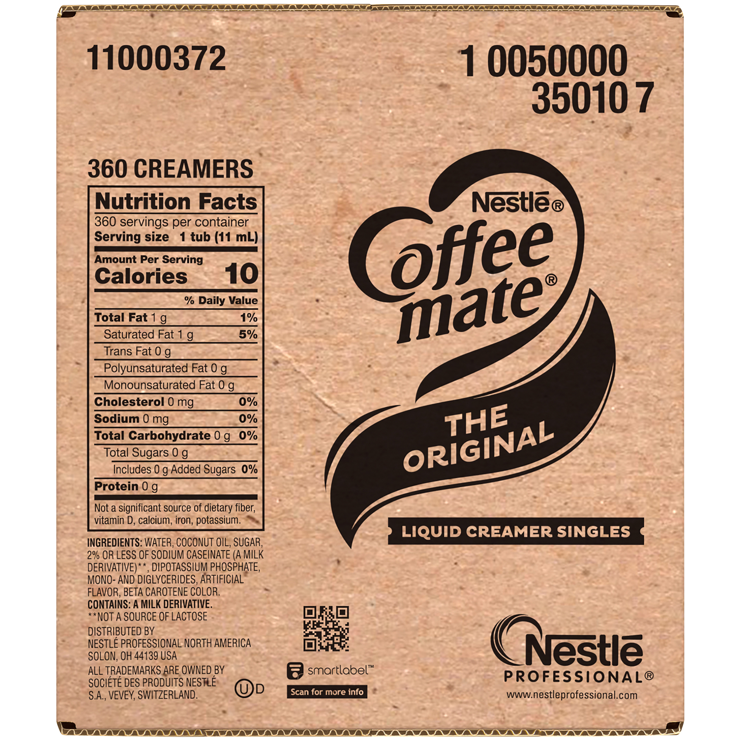 Nestle Coffee Mate Coffee Creamer Original Liquid Creamer Singles Box Of 0.375 Fluid Ounce - 360 Per Case.