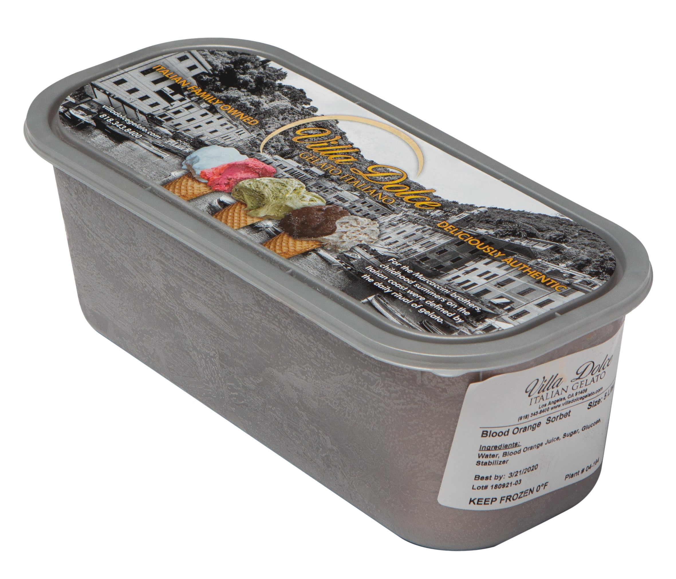 Villa Dolce Sicilian Blood Orange Sorbet 5 Liter - 1 Per Case.