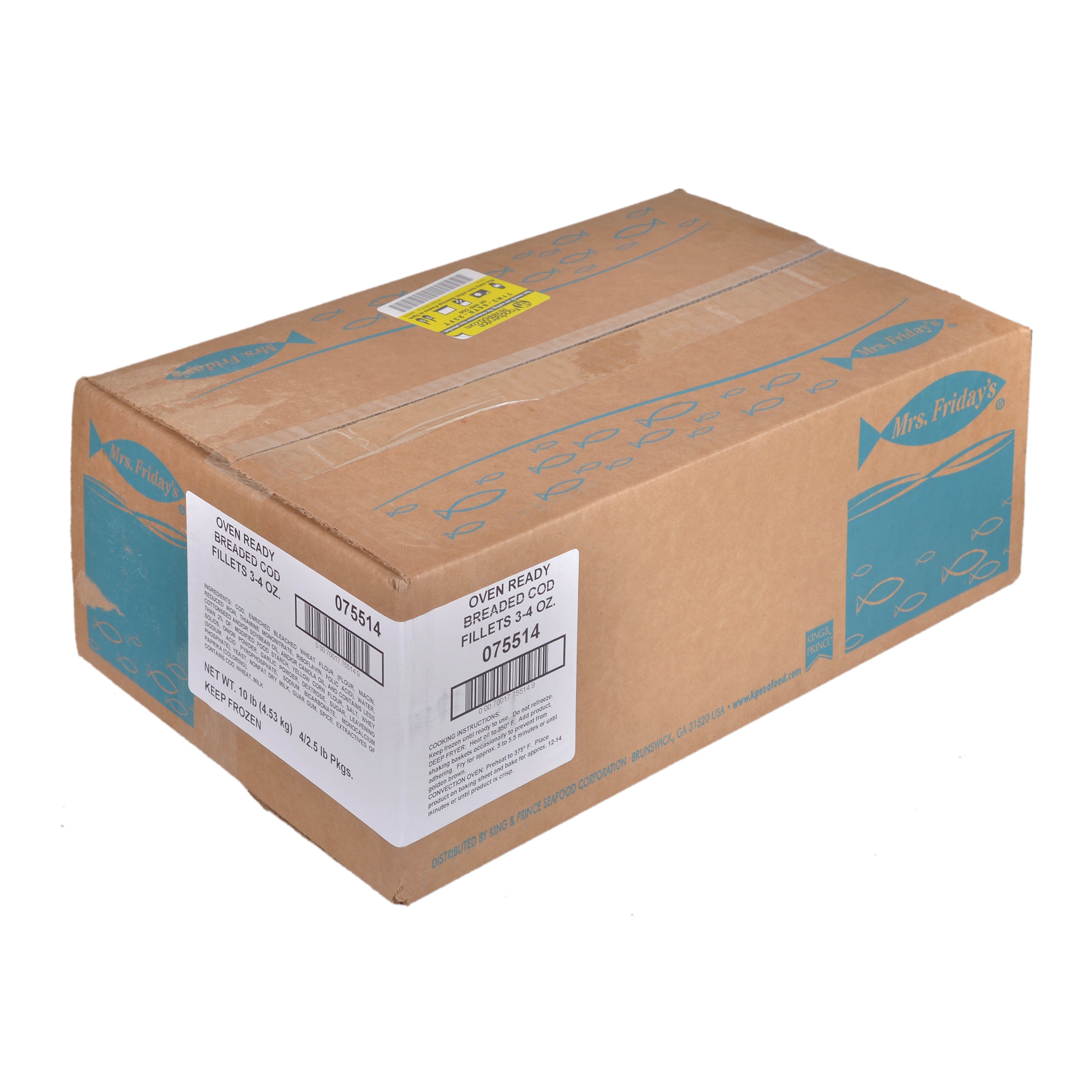 Mrsf Or Breaded Cod Fillets 2.5 Pound Each - 4 Per Case.