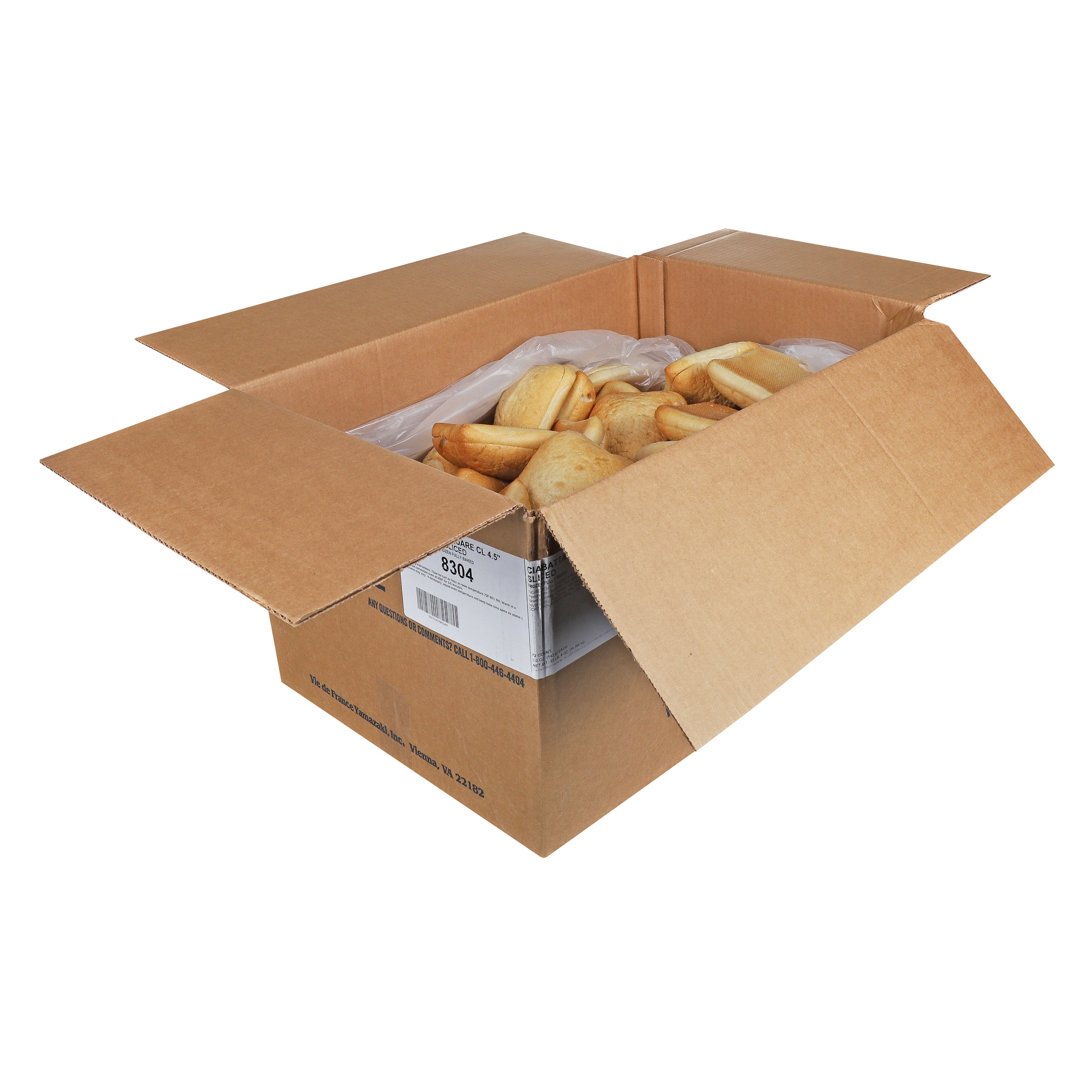 Vie De France Sliced Ciabatta Square 5 Inch 5 Ounce Size - 72 Per Case.