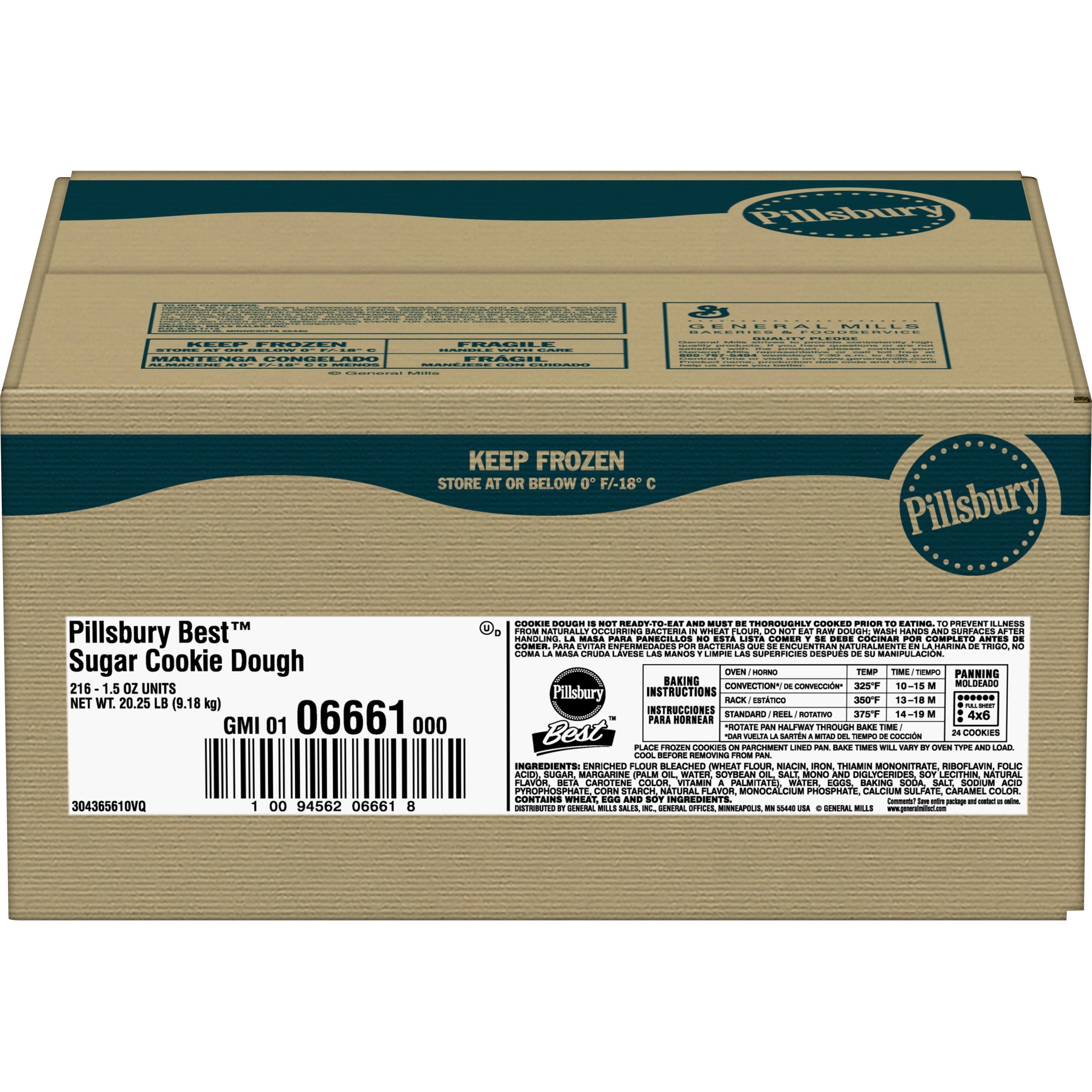 Pillsbury Best™ Frozen Cookie Dough Puck Sugar 20.25 Pound Each - 1 Per Case.