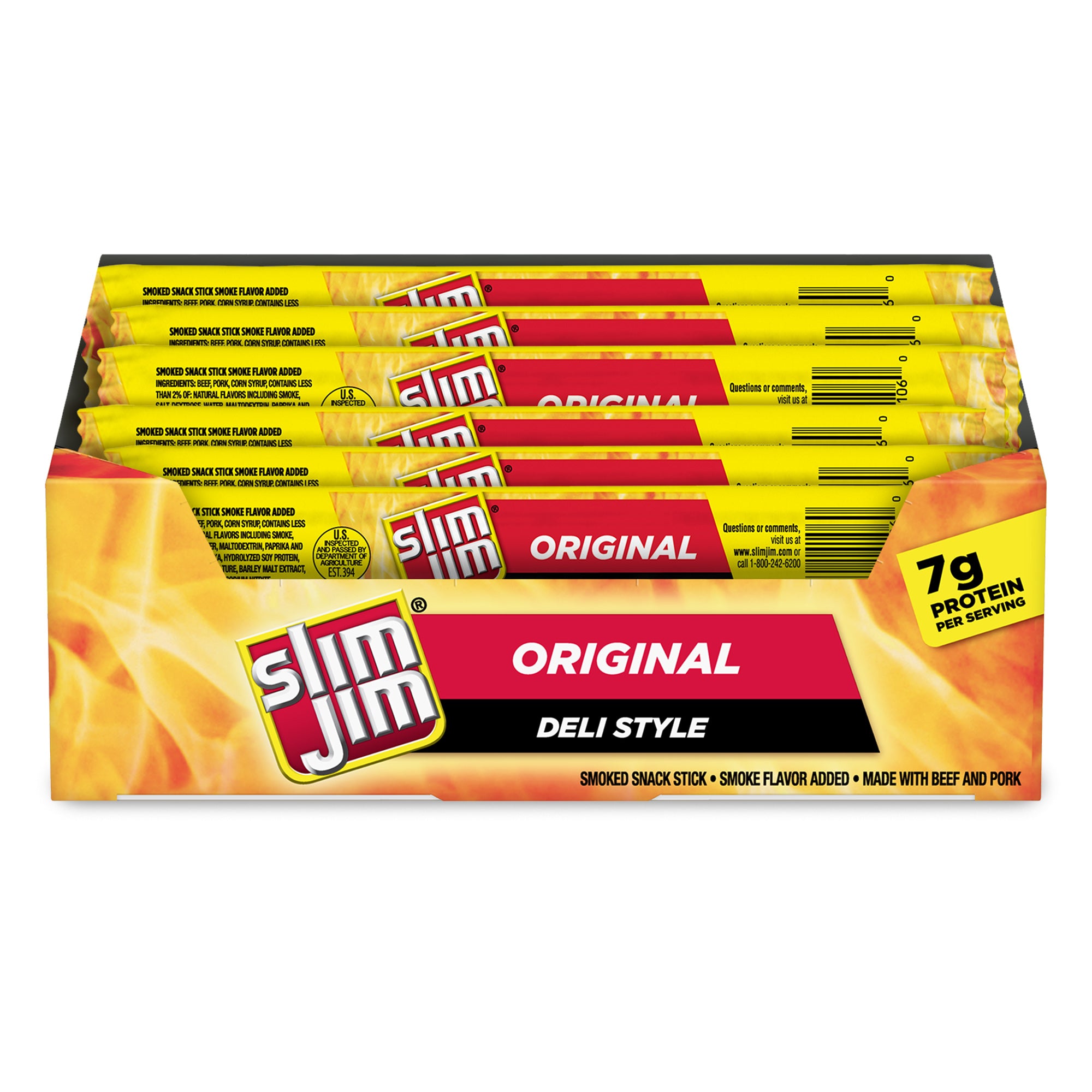 Slim Jim Deli Style Meat Sticks Original Flavor Count 0.9 Ounce Size - 144 Per Case.