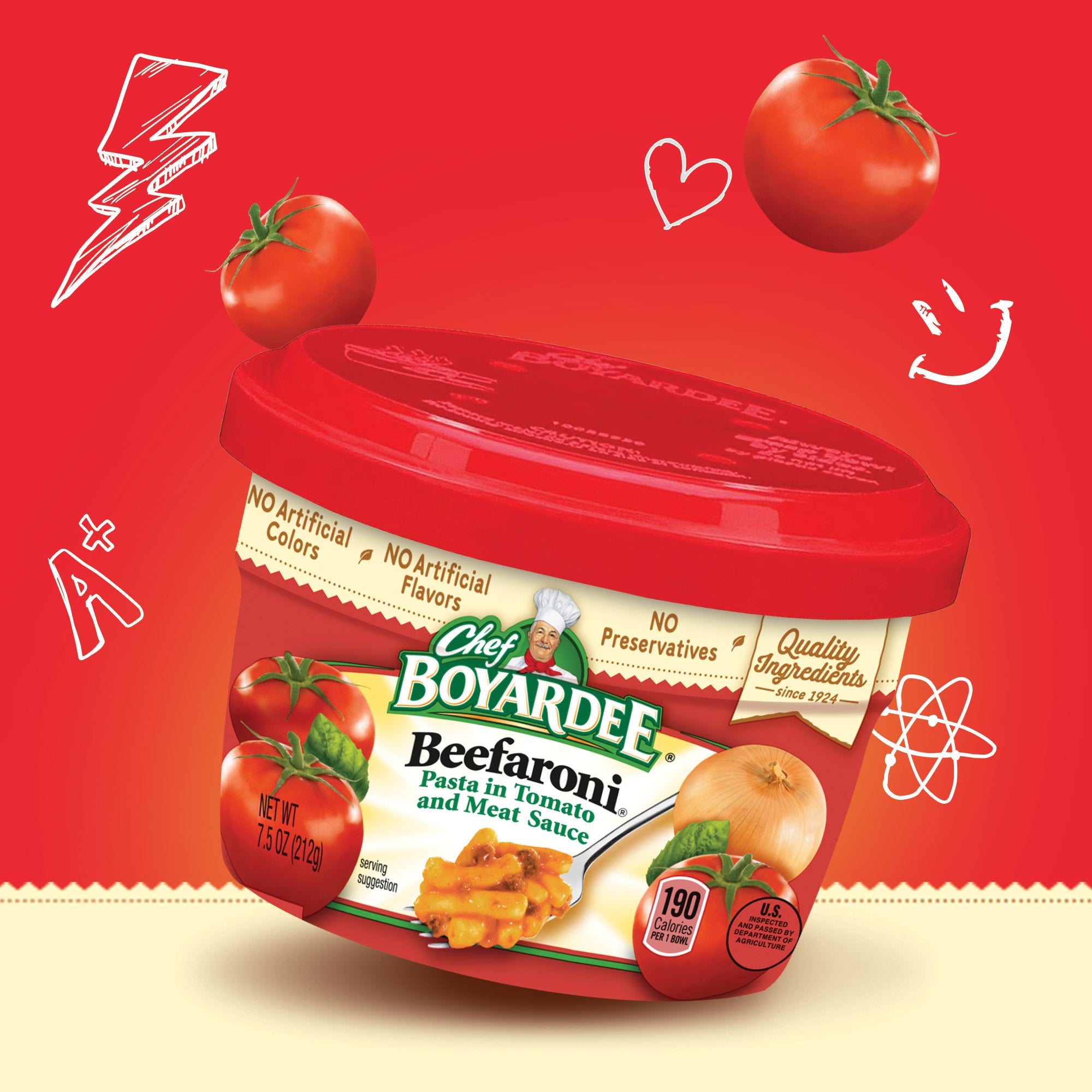 Chef Boyardee Beefaroni Pasta 7.5 Ounce Size - 12 Per Case.