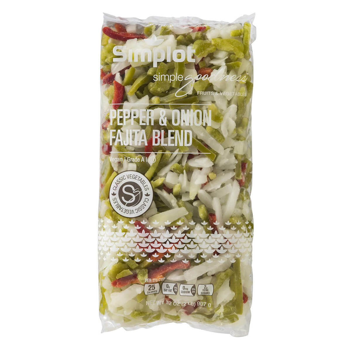 Simplot Simple Goodness Classic Vegetables Pepper And Onion Fajita Blend 2 Pound Each - 12 Per Case.