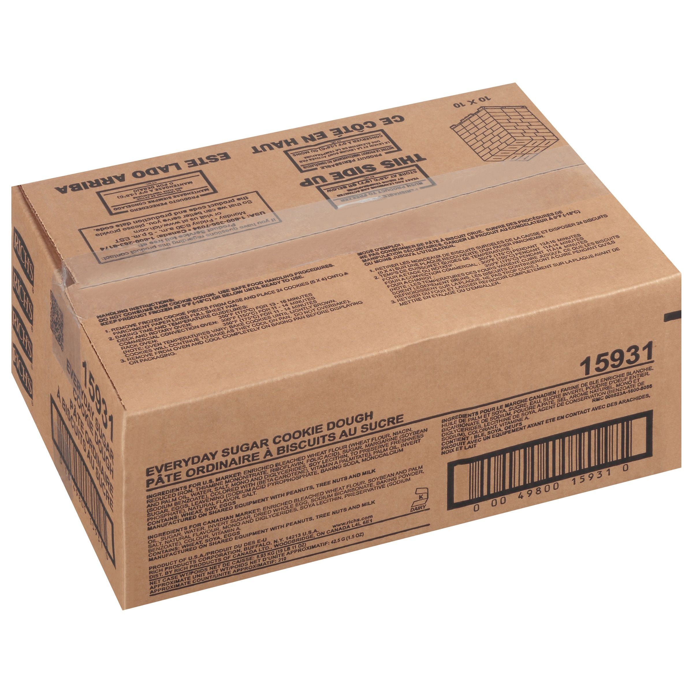 Everyday Sugar Cookie Dough 1.5 Ounce Size - 210 Per Case.