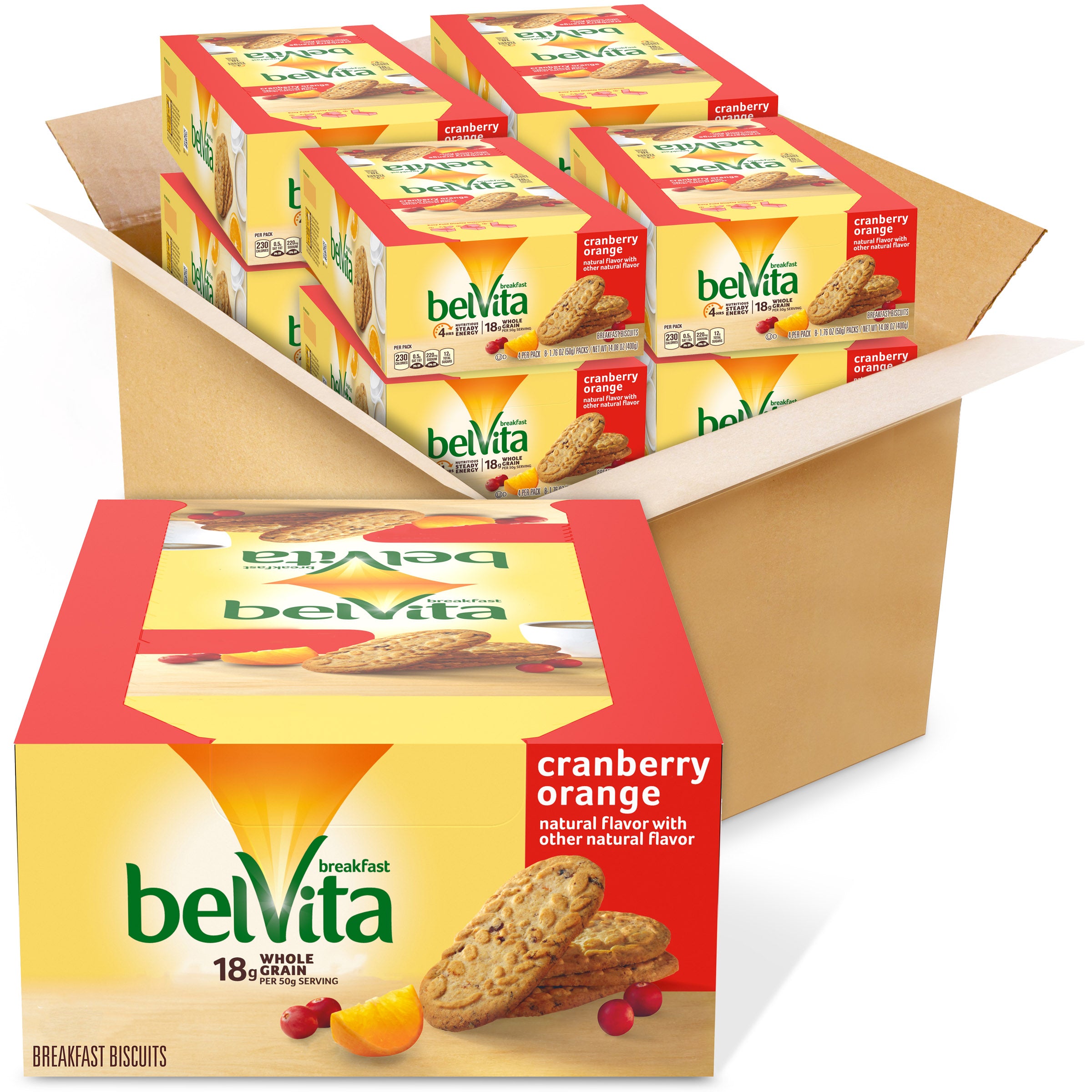 Belvita Breakfast Biscuit Cranberry Orange 1.76 Ounce Size - 64 Per Ca