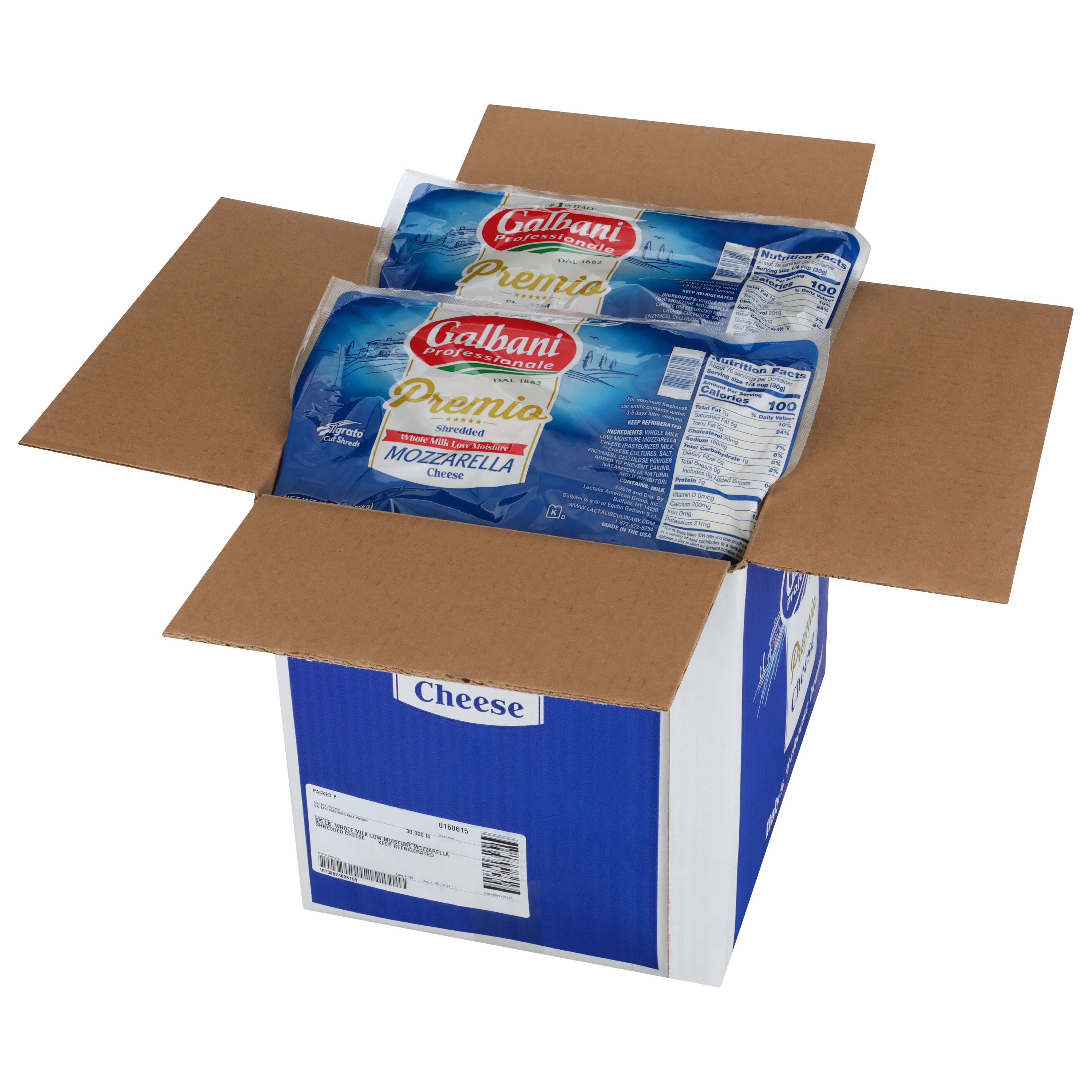 Galbani Premio Whole Milk Low Moisture 5 Pound Each - 6 Per Case.