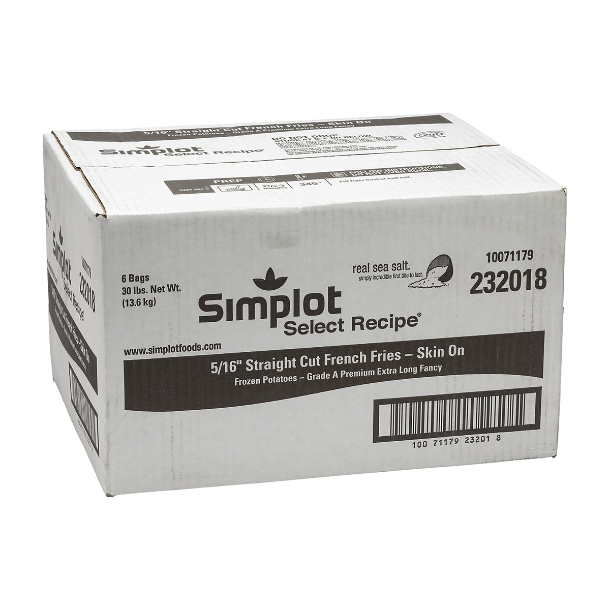 Simplot Select Recipe 6" Sea Salt Straightcut Fries Skin On 5 Pound Each - 6 Per Case.