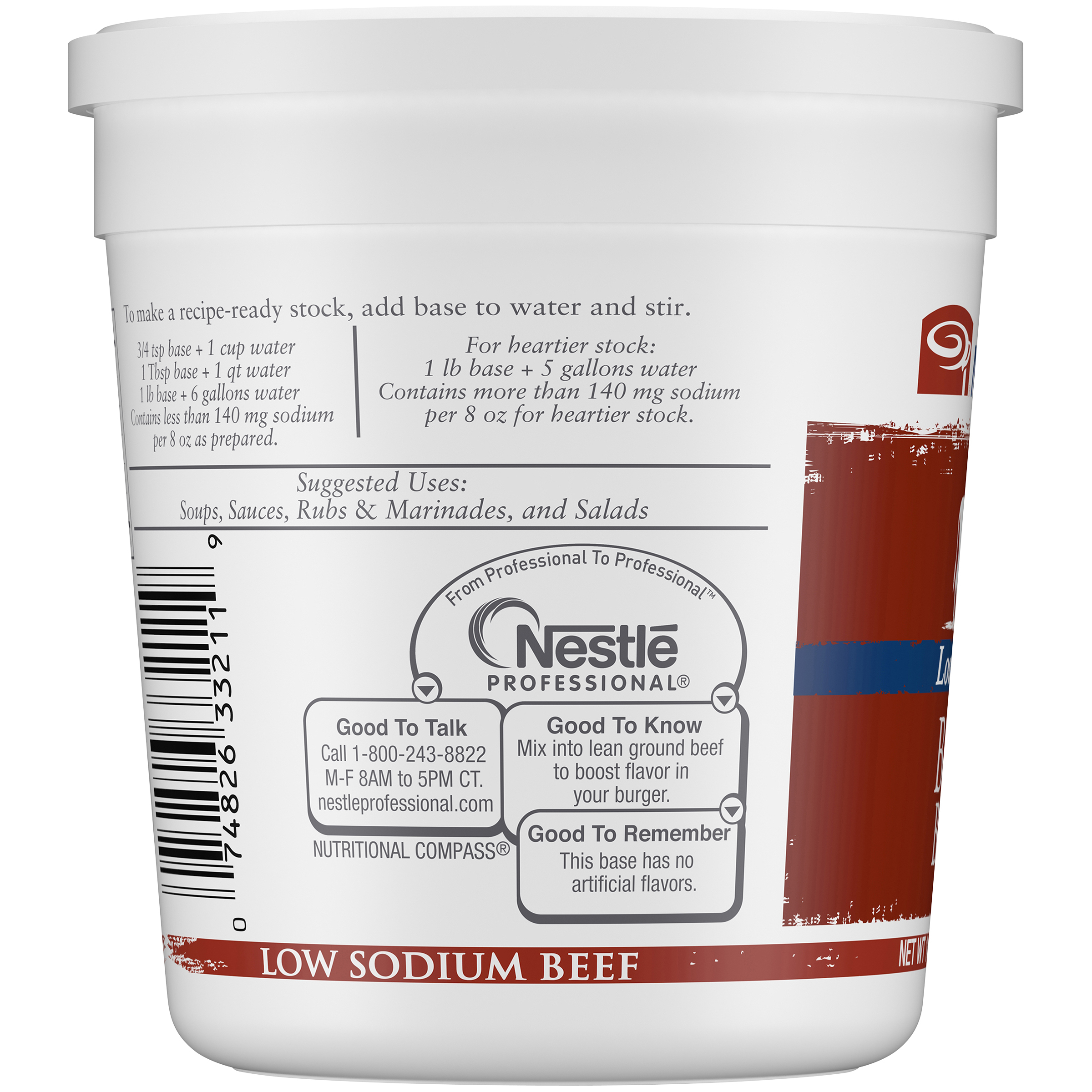 Minor's Beef Base Low Sodium (No Added Msg) Gluten Free 1 Pound Each - 6 Per Case.