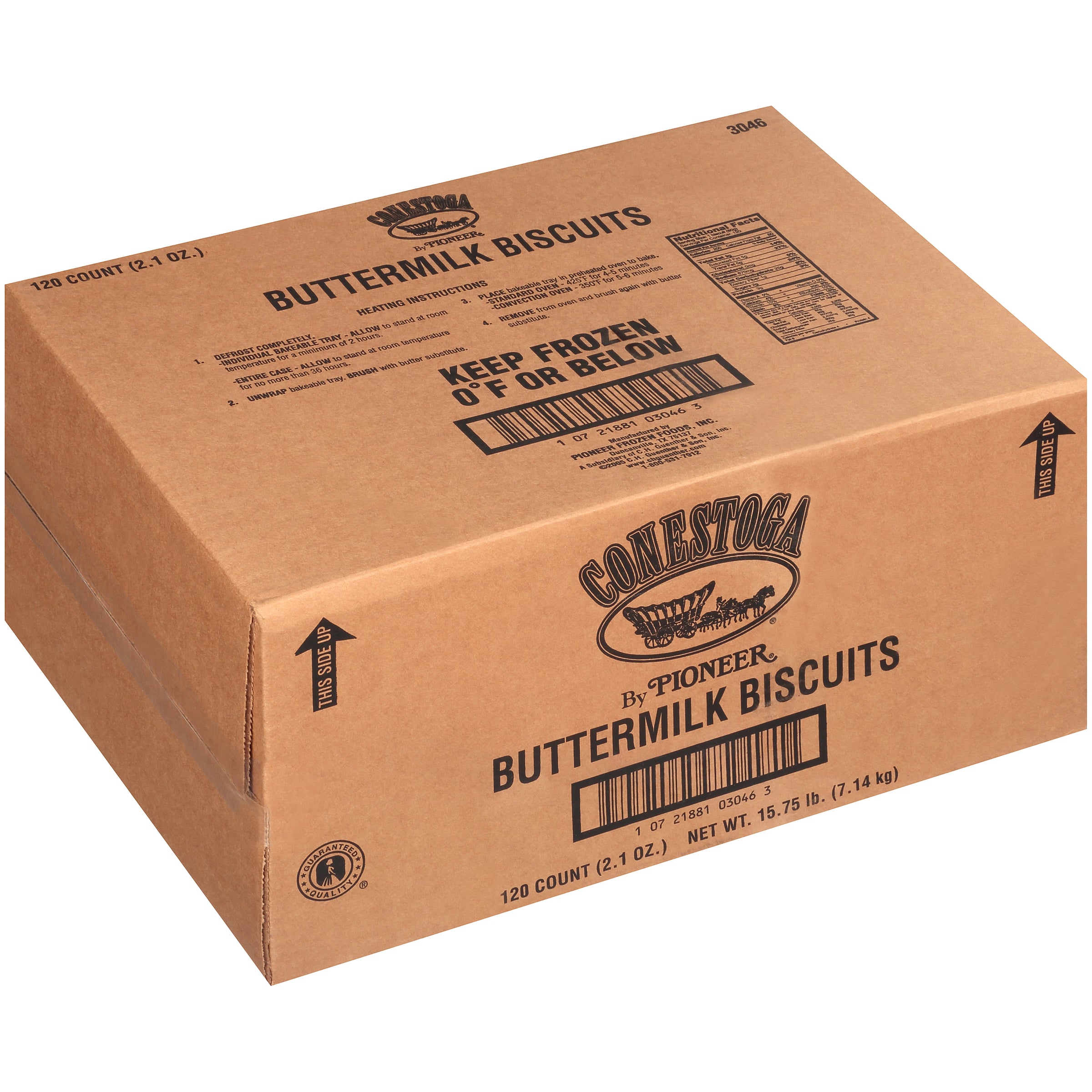 Conestoga Buttermilk Biscuits 2.1 Ounce Size - 120 Per Case.