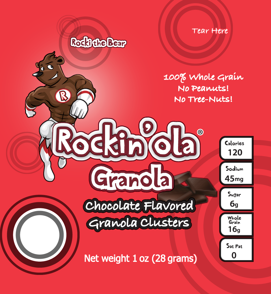 Rockin'ola Chocolate Granola Snack 28 Grams Each - 250 Per Case.